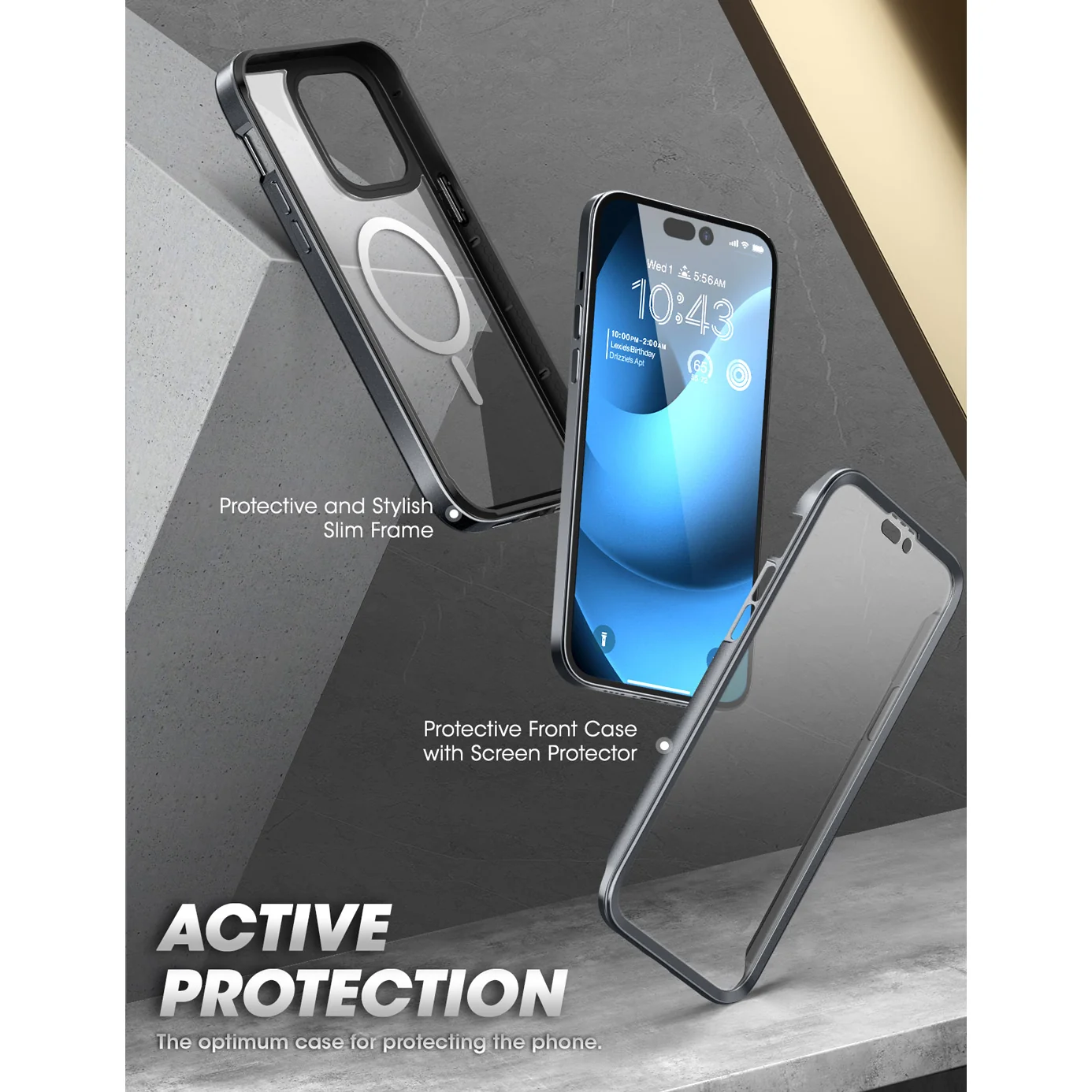 iPhone 14 Pro Max 6.7 inch Unicorn Beetle EDGE MAG with Screen Protector Clear Case-Black - Image 3