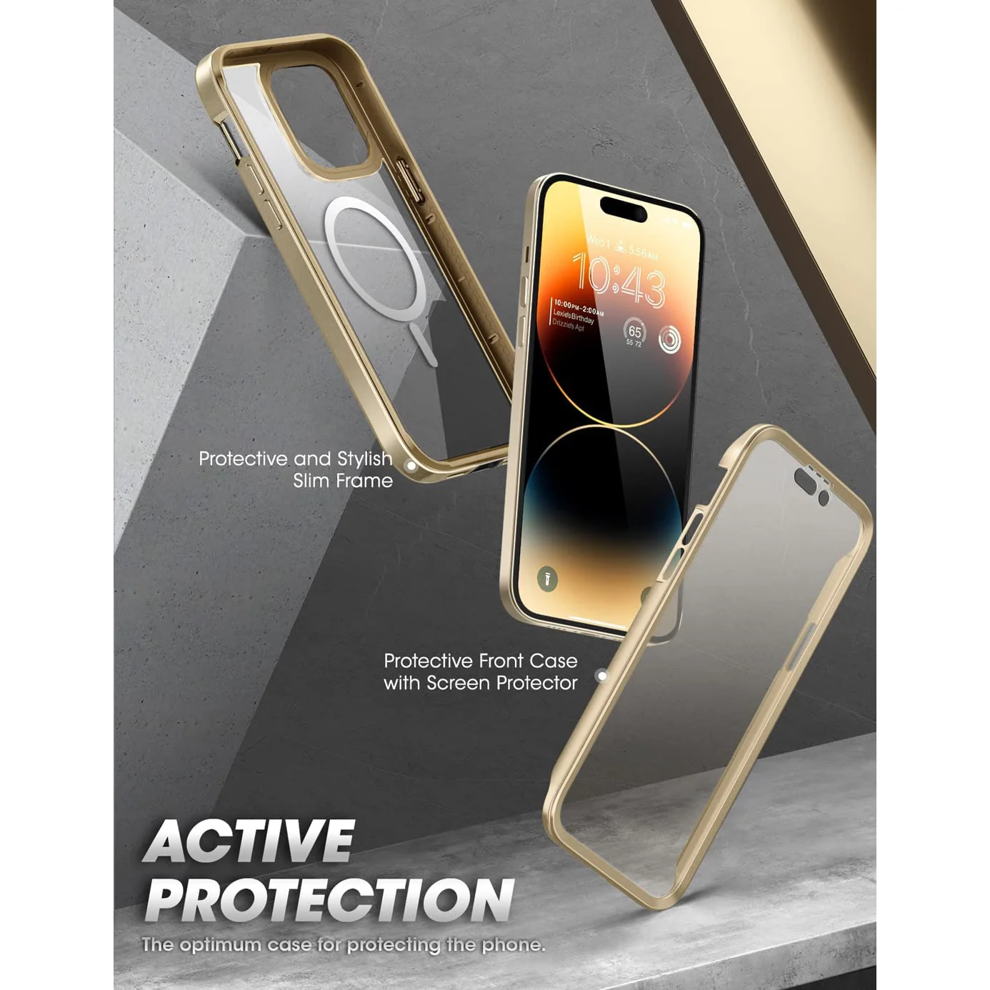 iPhone 14 Pro Max 6.7 inch Unicorn Beetle EDGE MAG with Screen Protector Clear Case-Gold - Image 4