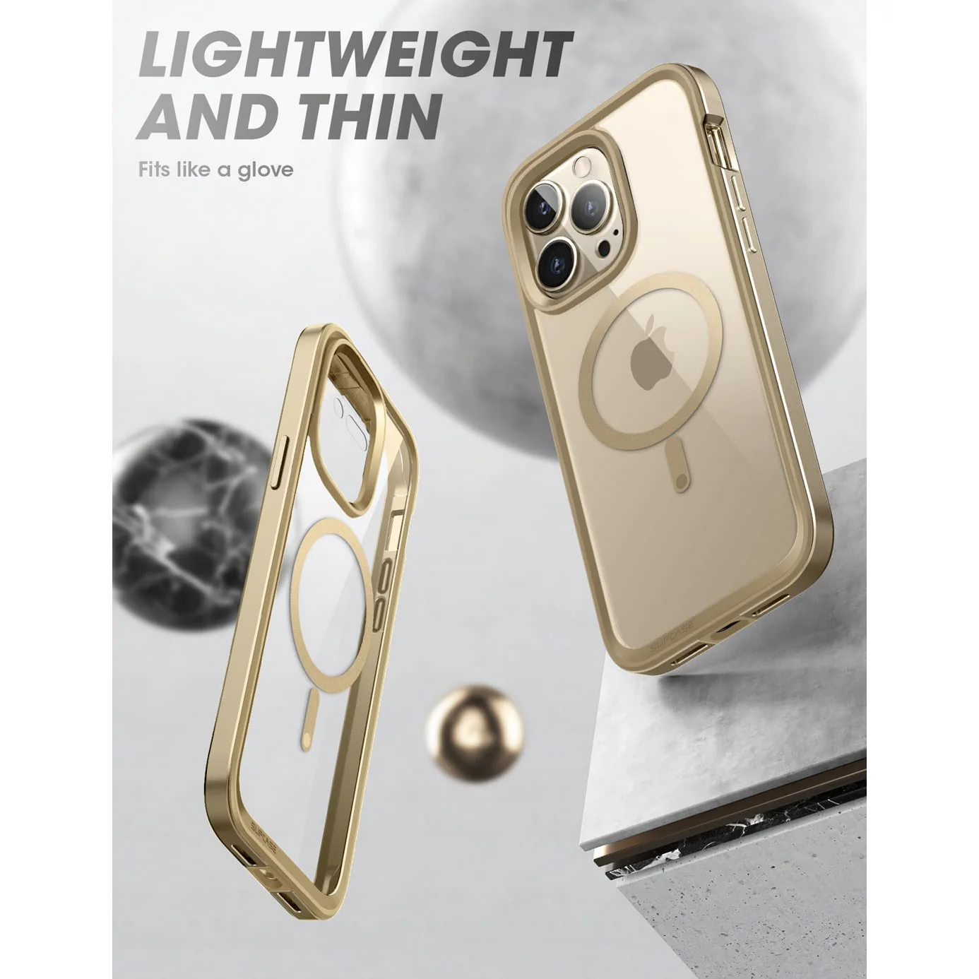 iPhone 14 Pro Max 6.7 inch Unicorn Beetle EDGE MAG with Screen Protector Clear Case-Gold - Image 5
