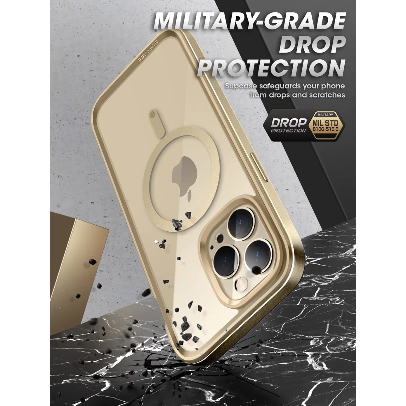 iPhone 14 Pro Max 6.7 inch Unicorn Beetle EDGE MAG with Screen Protector Clear Case-Gold - Image 6