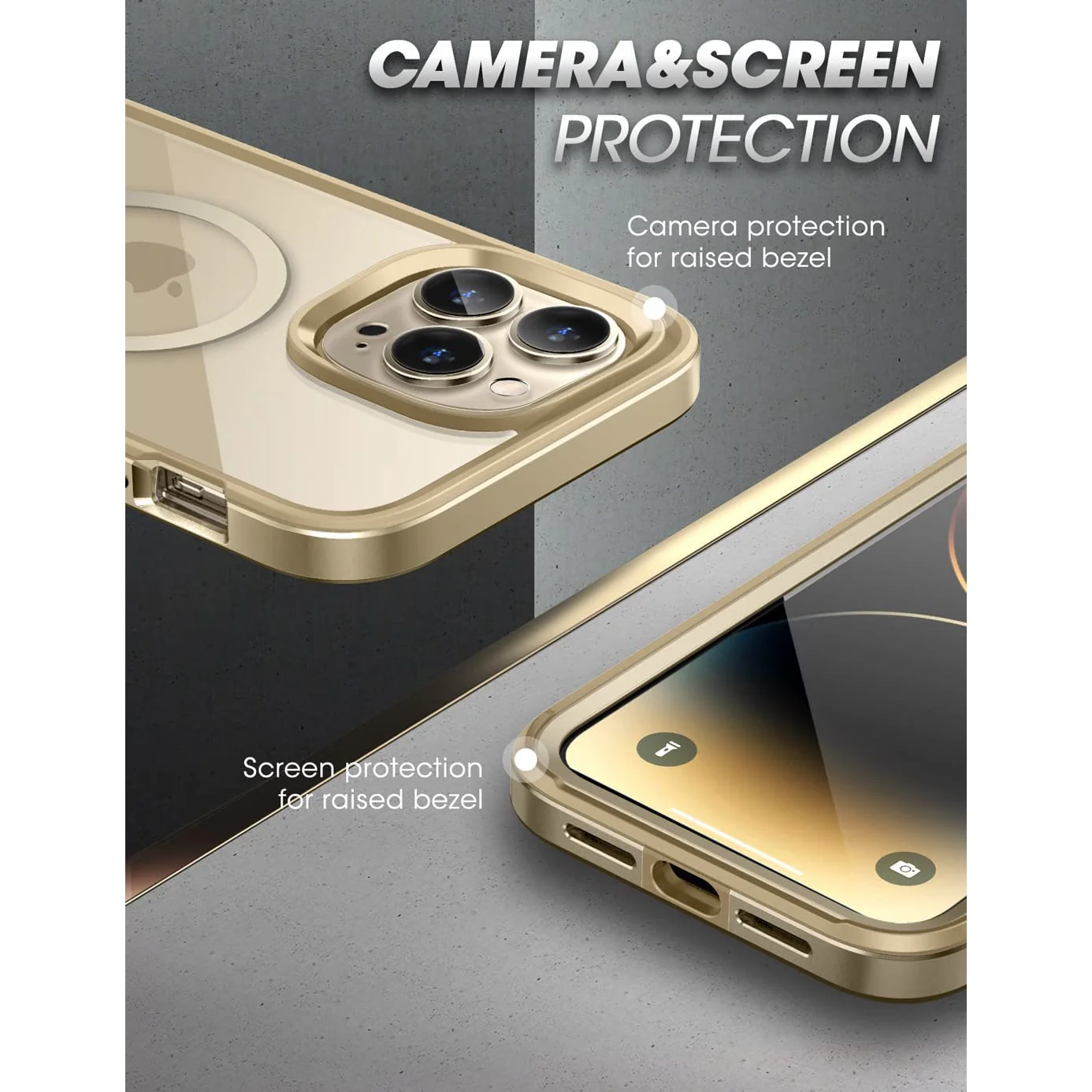 iPhone 14 Pro Max 6.7 inch Unicorn Beetle EDGE MAG with Screen Protector Clear Case-Gold - Image 8
