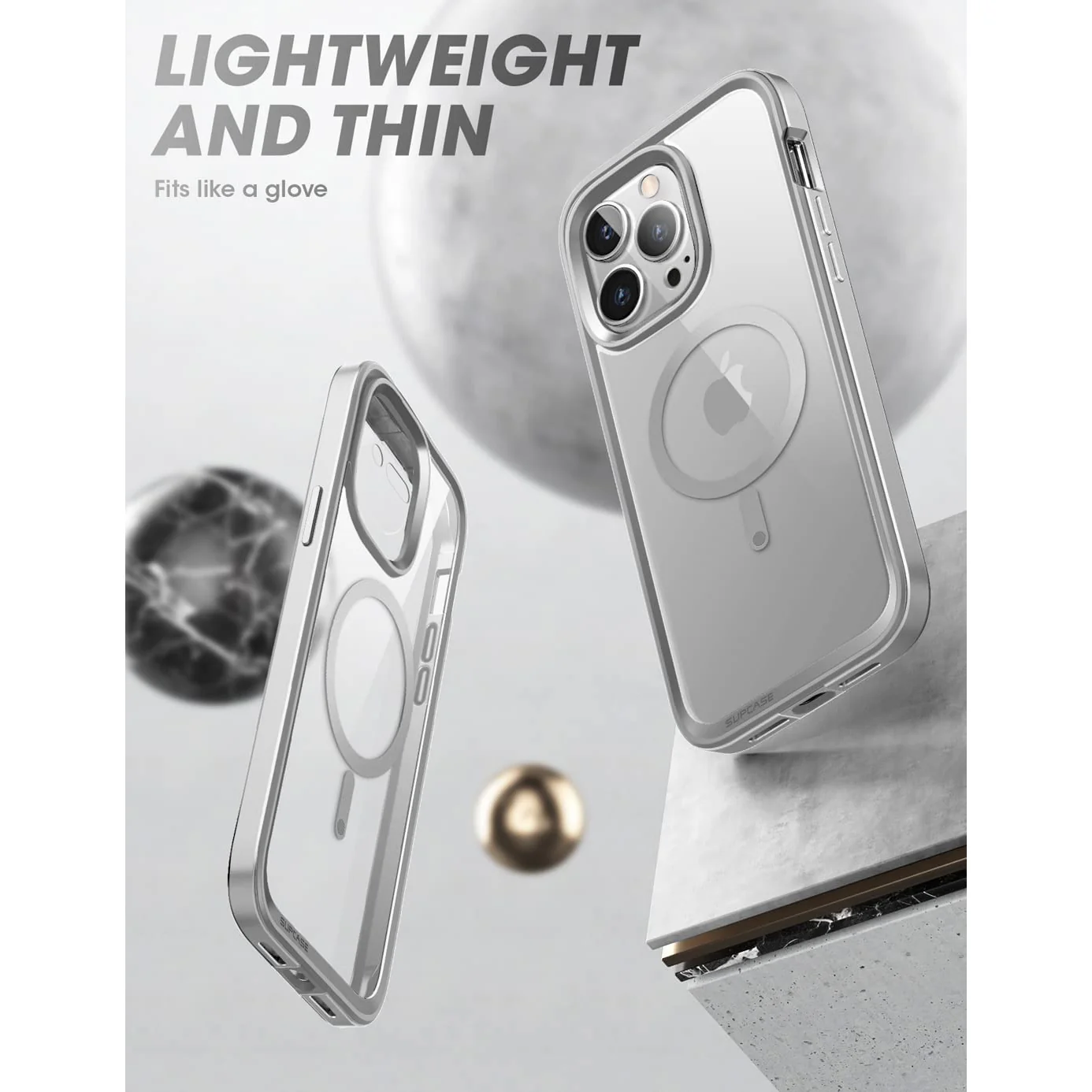 iPhone 14 Pro Max 6.7 inch Unicorn Beetle EDGE MAG with Screen Protector Clear Case-Silver - Image 5
