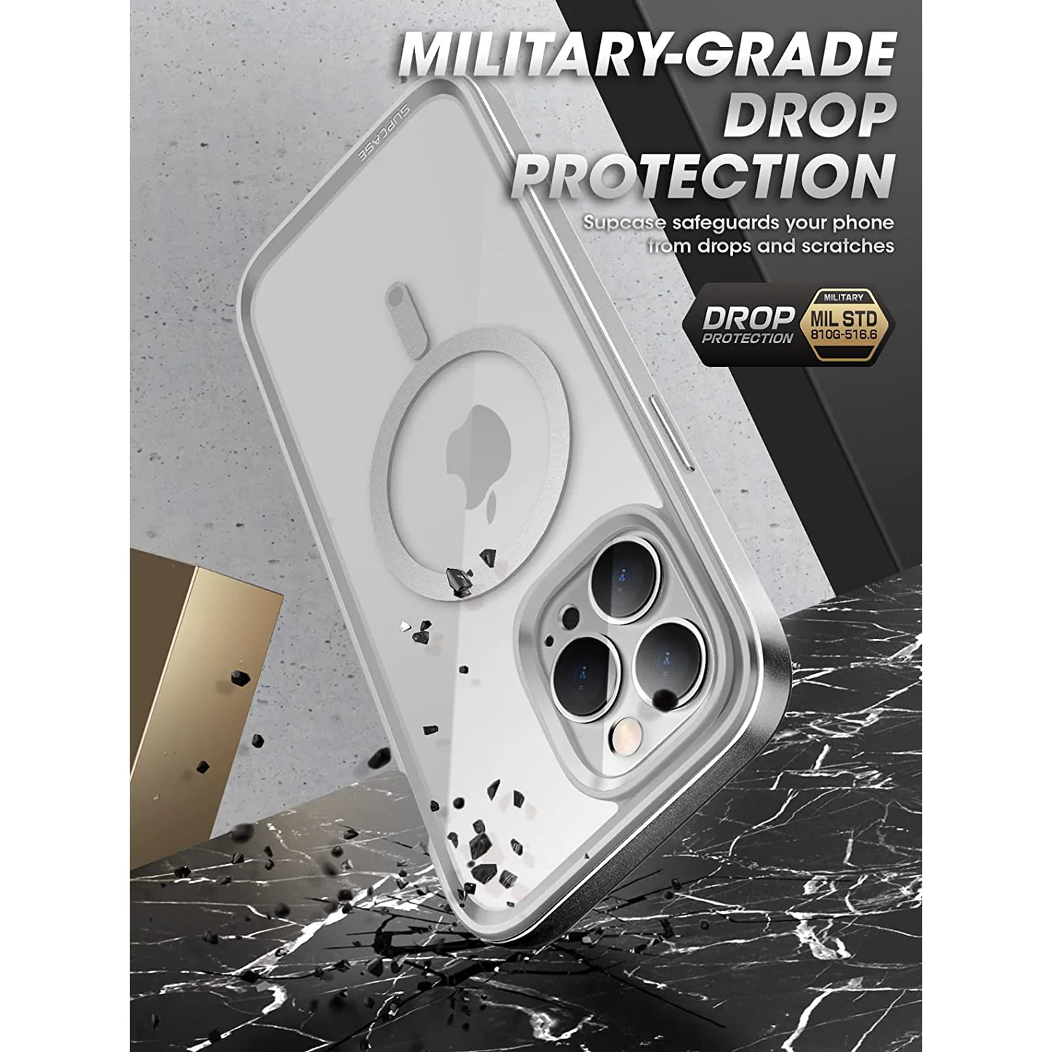 iPhone 14 Pro Max 6.7 inch Unicorn Beetle EDGE MAG with Screen Protector Clear Case-Silver - Image 6