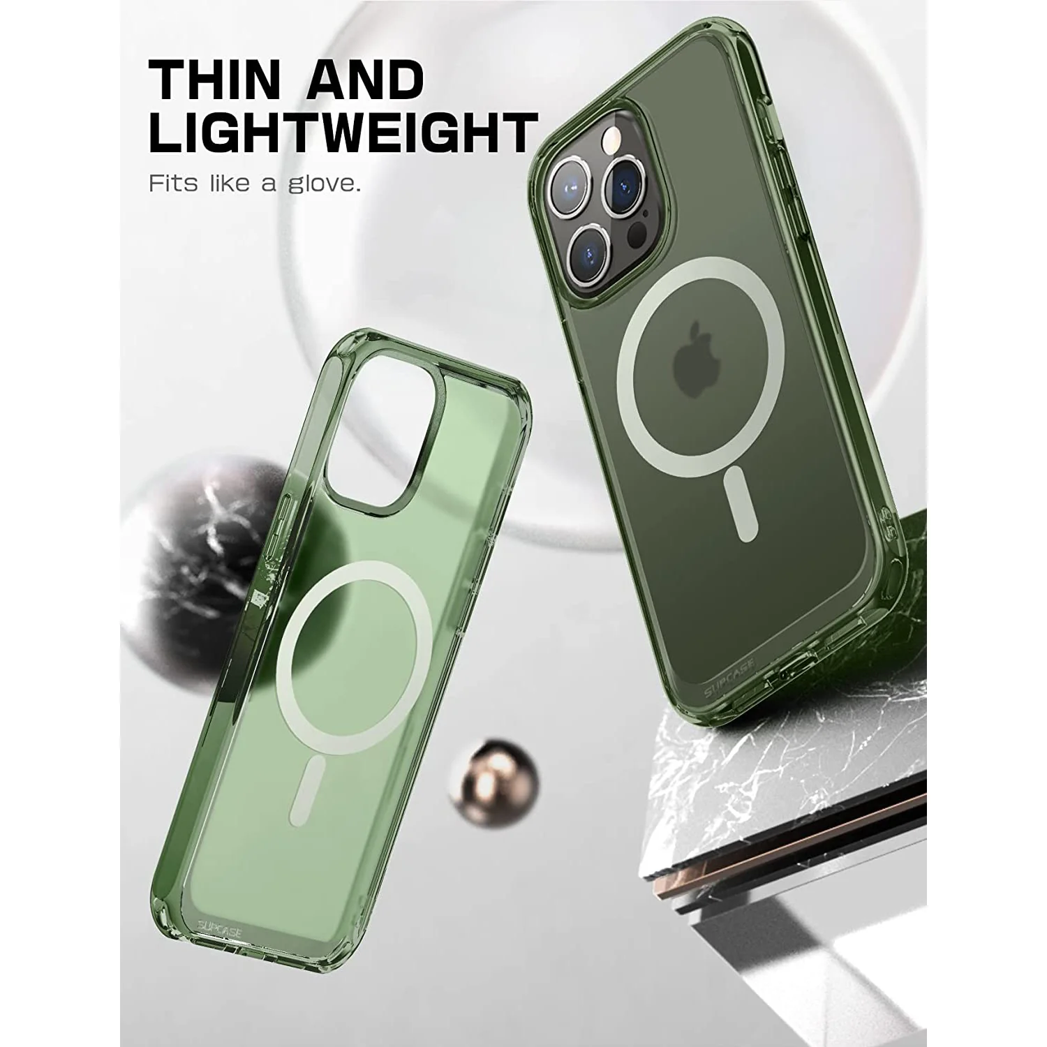 iPhone 14 Pro Max 6.7 inch Unicorn Beetle MAG Slim Clear MagSafe Case-Green Fog - Image 4