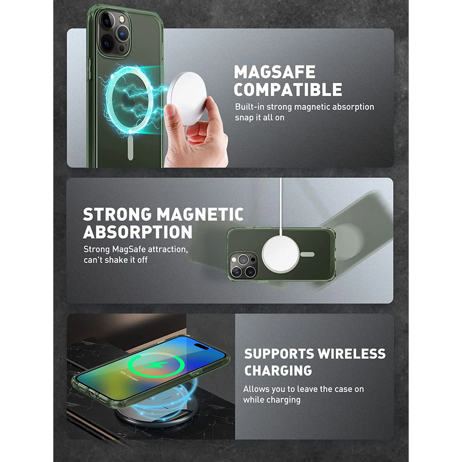 iPhone 14 Pro Max 6.7 inch Unicorn Beetle MAG Slim Clear MagSafe Case-Green Fog - Image 7