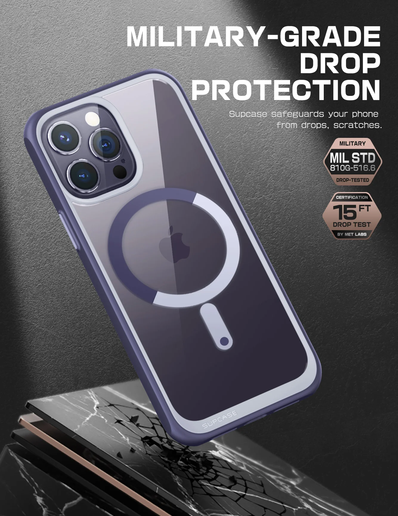 iPhone 14 Pro Max 6.7 inch Unicorn Beetle MAG Slim Clear MagSafe Case-Deep Purple - Image 4