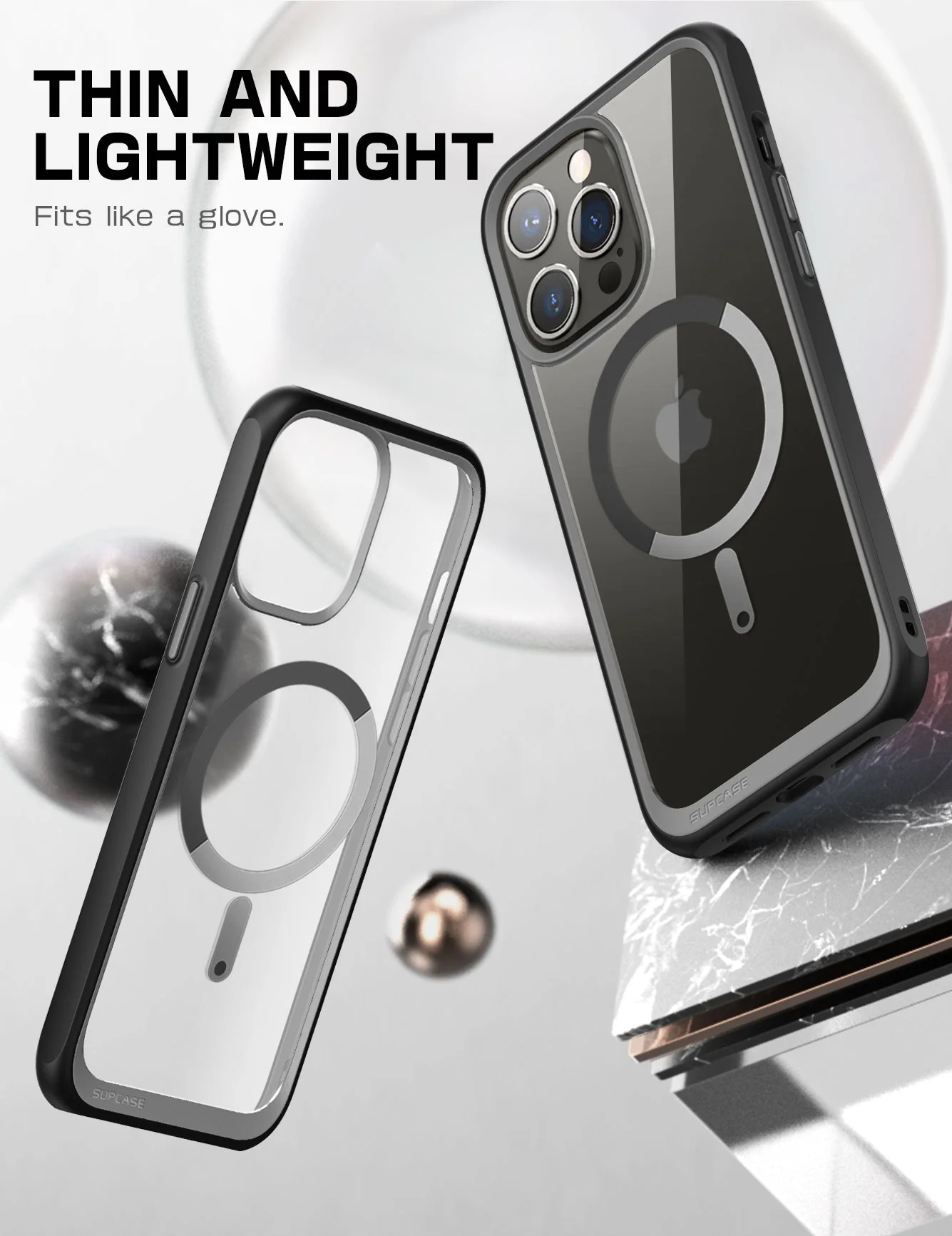 iPhone 14 Pro Max 6.7 inch Unicorn Beetle MAG Slim Clear MagSafe Case(open box)-Black - Image 3