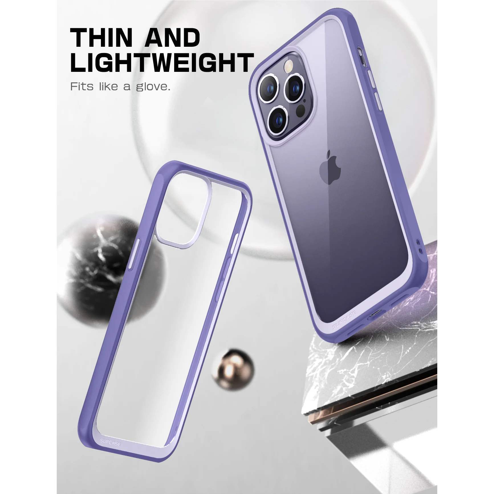 iPhone 14 Pro Max 6.7 inch Unicorn Beetle Style Slim Clear Case-Deep Purple - Image 3