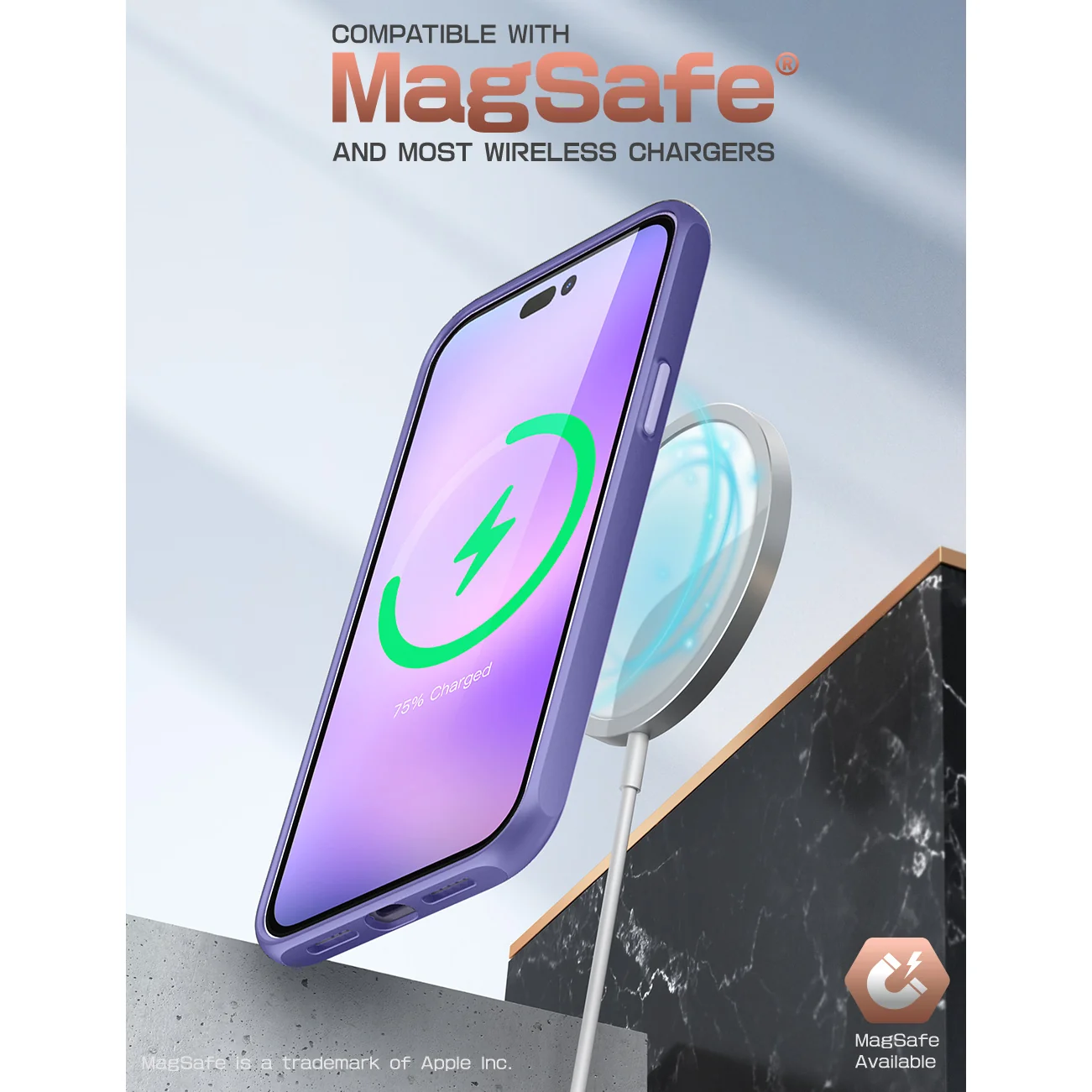 iPhone 14 Pro Max 6.7 inch Unicorn Beetle Style Slim Clear Case-Deep Purple - Image 7