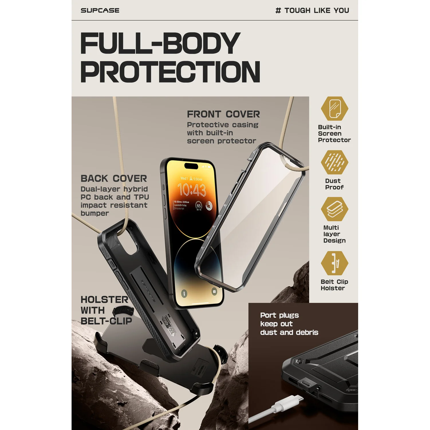iPhone 15 Plus 6.7 inch Unicorn Beetle PRO Rugged Case(open box)-Black - Image 4