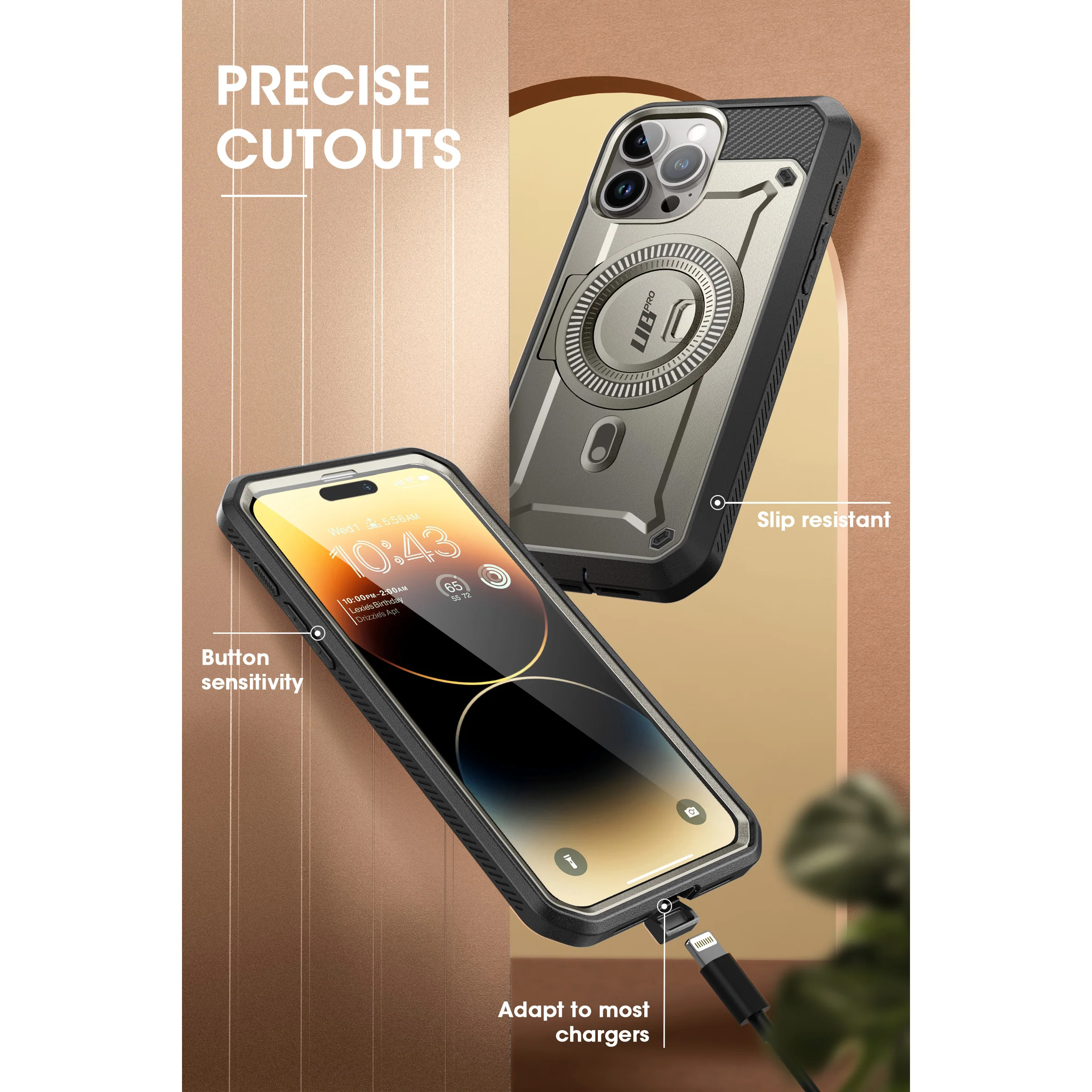 iPhone 15 Pro 6.1 inch Unicorn Beetle PRO MAG Rugged MagSafe Case-Titan Gray - Image 7