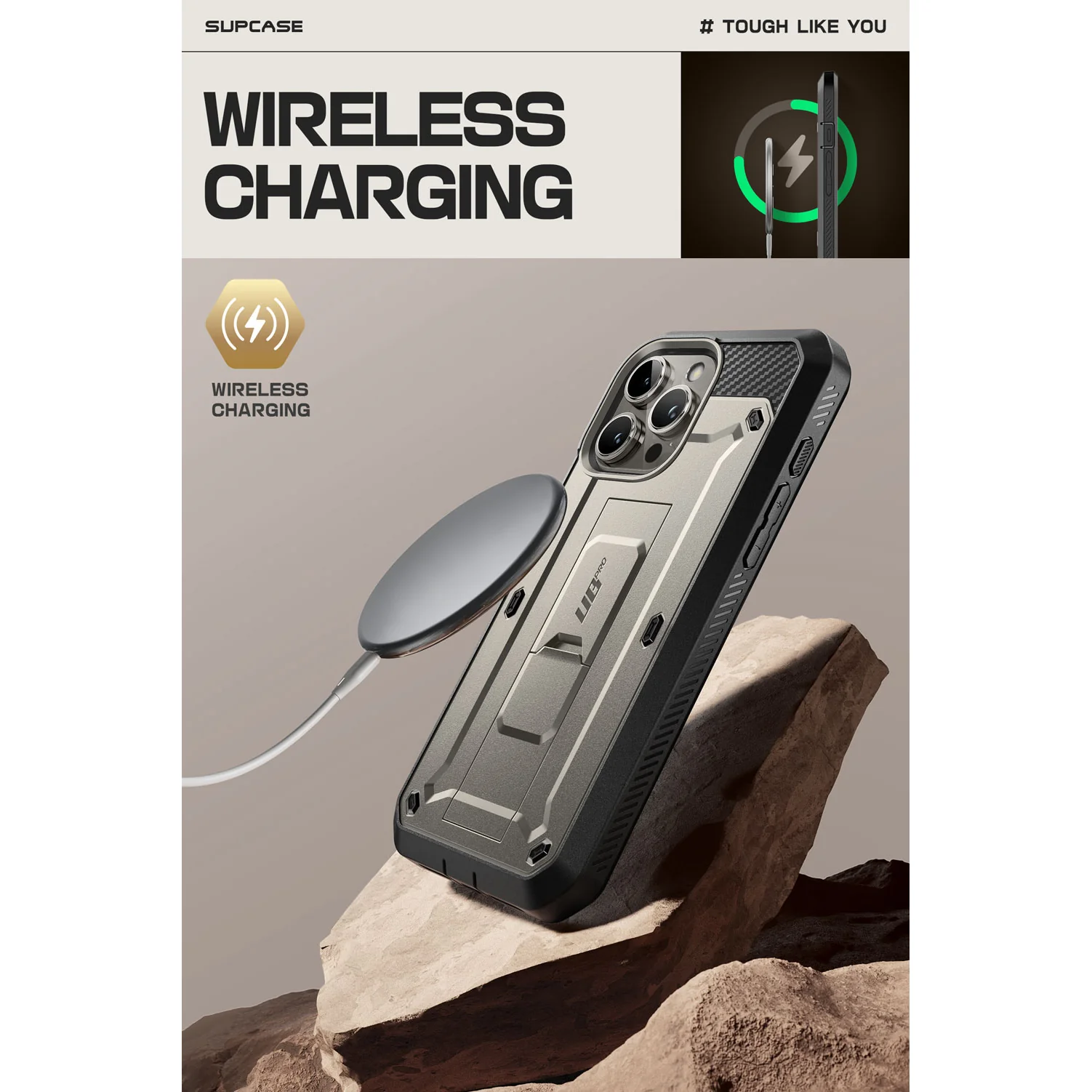 iPhone 15 Pro 6.1 inch Unicorn Beetle Pro Rugged Case-Titan Gray - Image 6