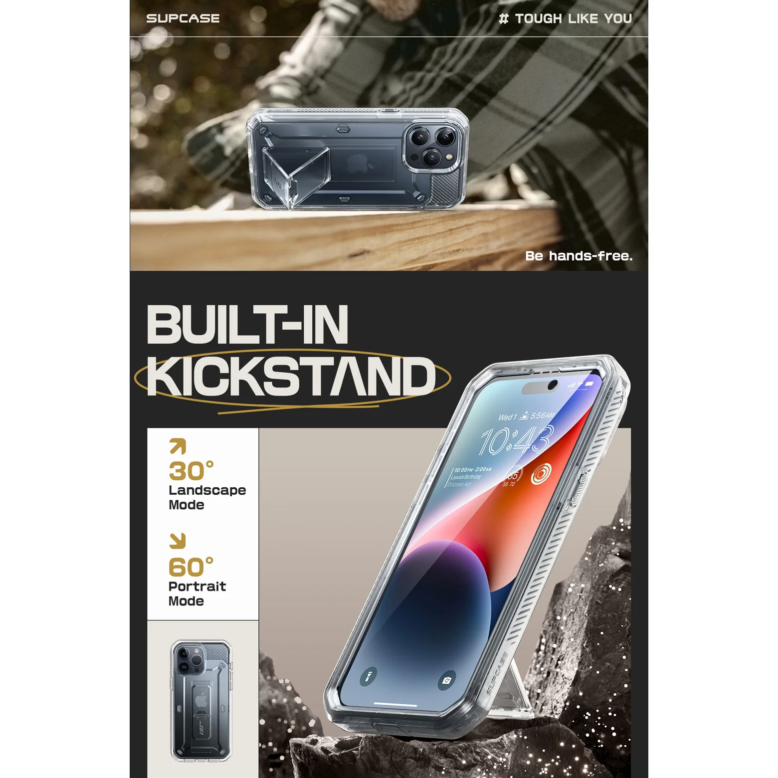 iPhone 15 Pro 6.1 inch Unicorn Beetle Pro Rugged Case(open box)-Clear - Image 3
