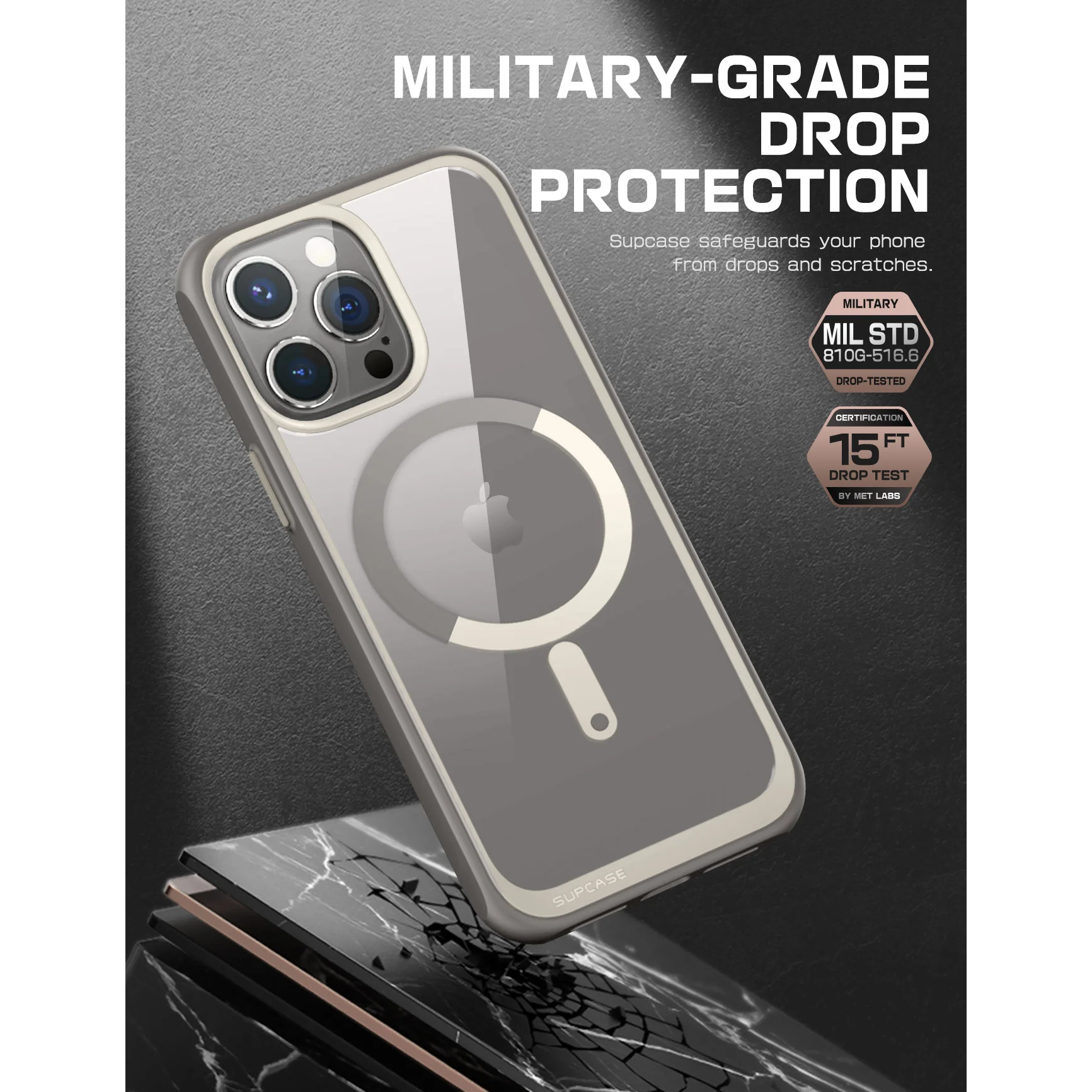 iPhone 15 Pro Max 6.7 inch Unicorn Beetle MAG Slim Clear MagSafe Case-Gray - Image 6