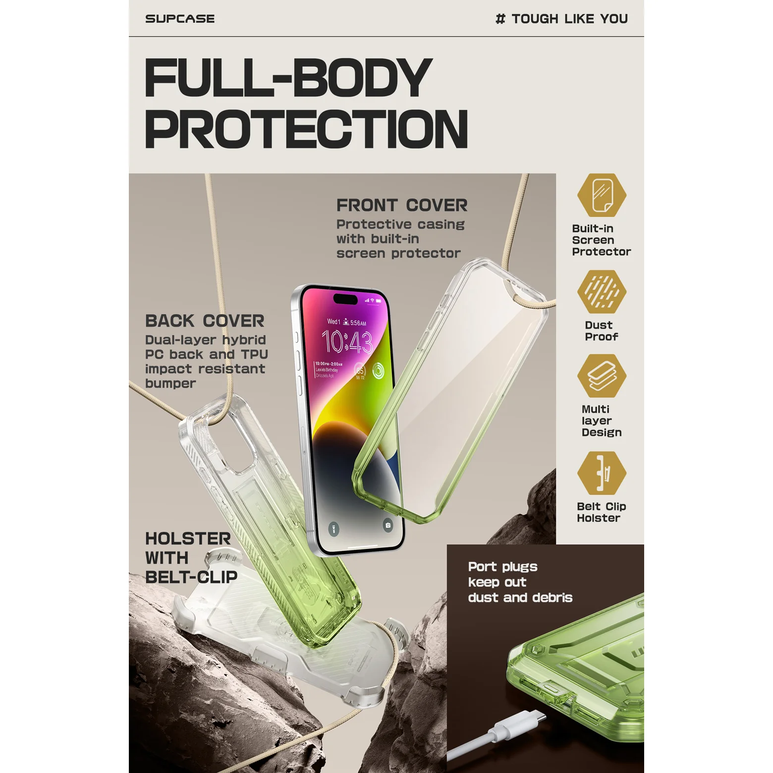 iPhone 15 Pro Max 6.7 inch Unicorn Beetle PRO Rugged Case-Gradient Green - Image 4