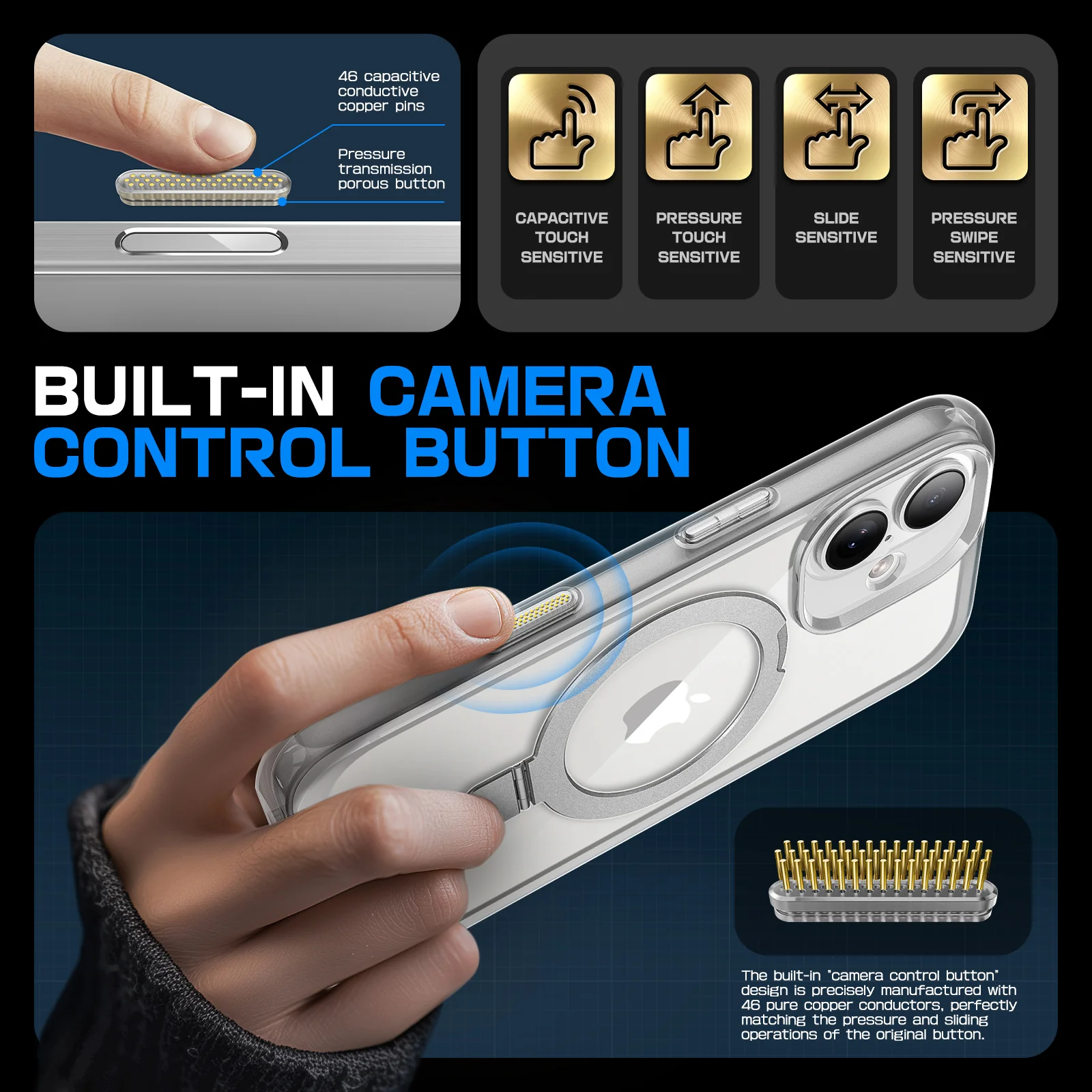 iPhone 16 6.1 inch Unicorn Beetle MAG Stand Slim Clear MagSafe Camera Control Button Case-Clear - Image 4