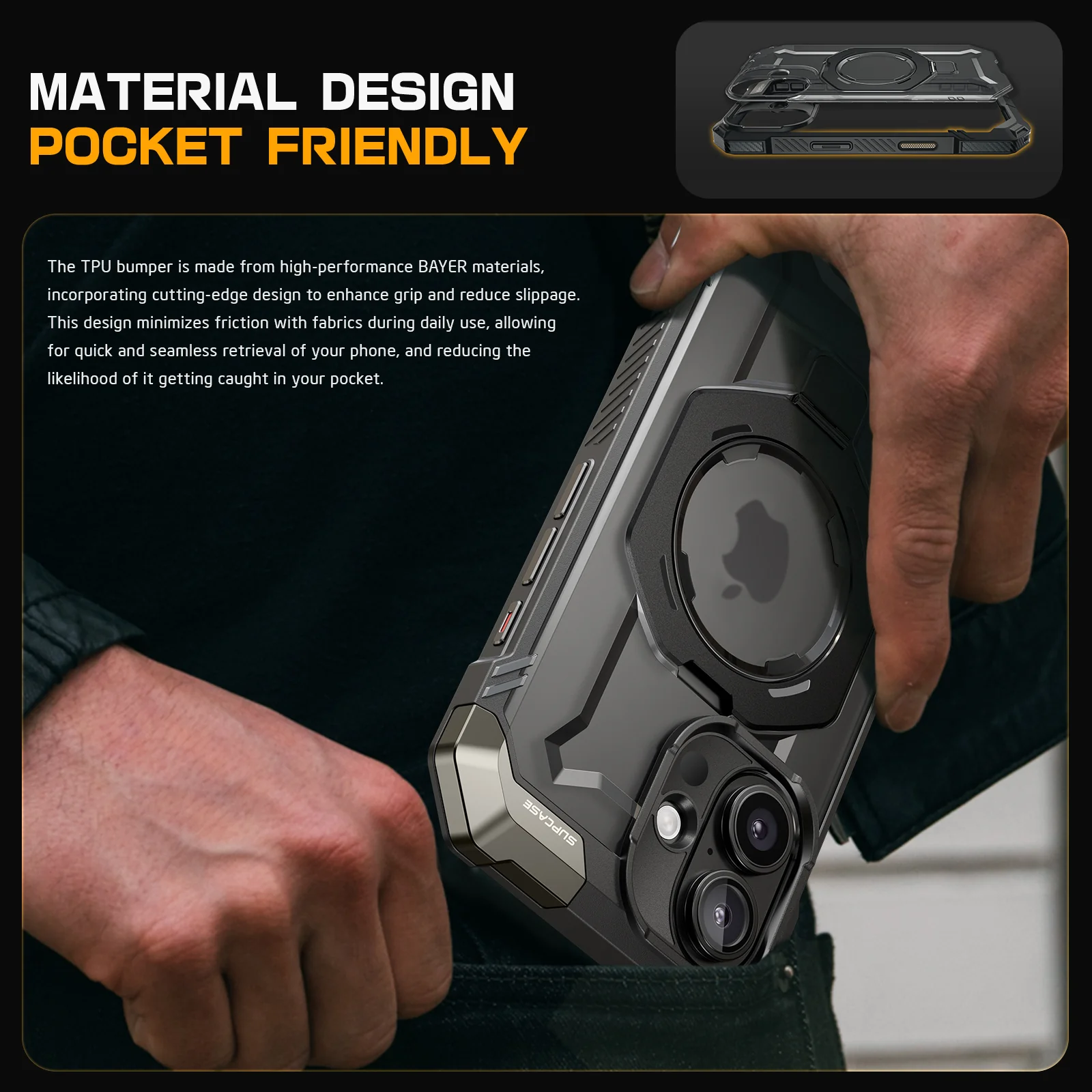 iPhone 16 Plus 6.7 inch UB Grip MagSafe Camera Control Button Phone Camera Control Button Case-Black - Image 8