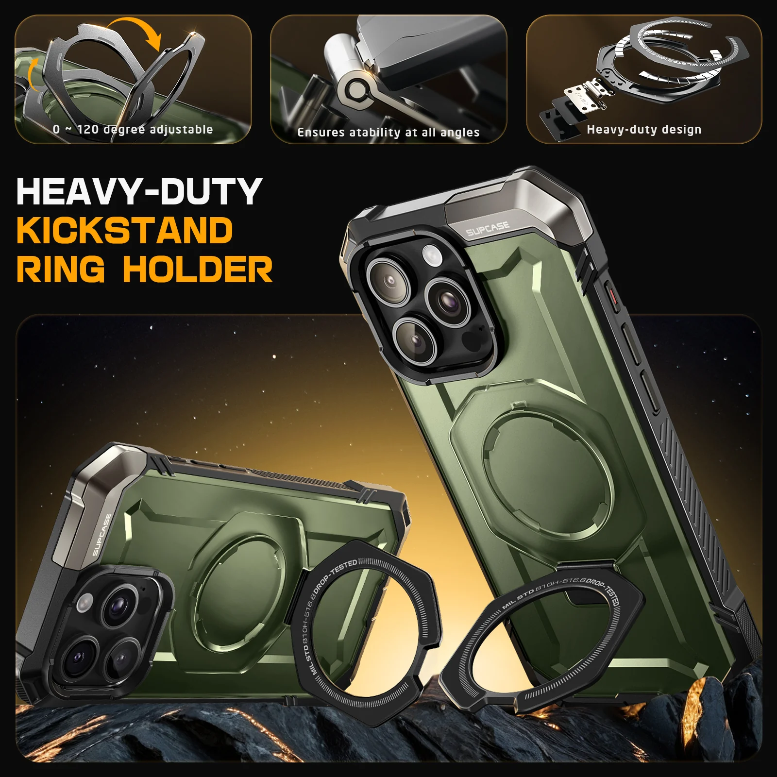 iPhone 16 Pro 6.3 inch UB Grip MagSafe Camera Control Button Phone Case-Dark Green - Image 6