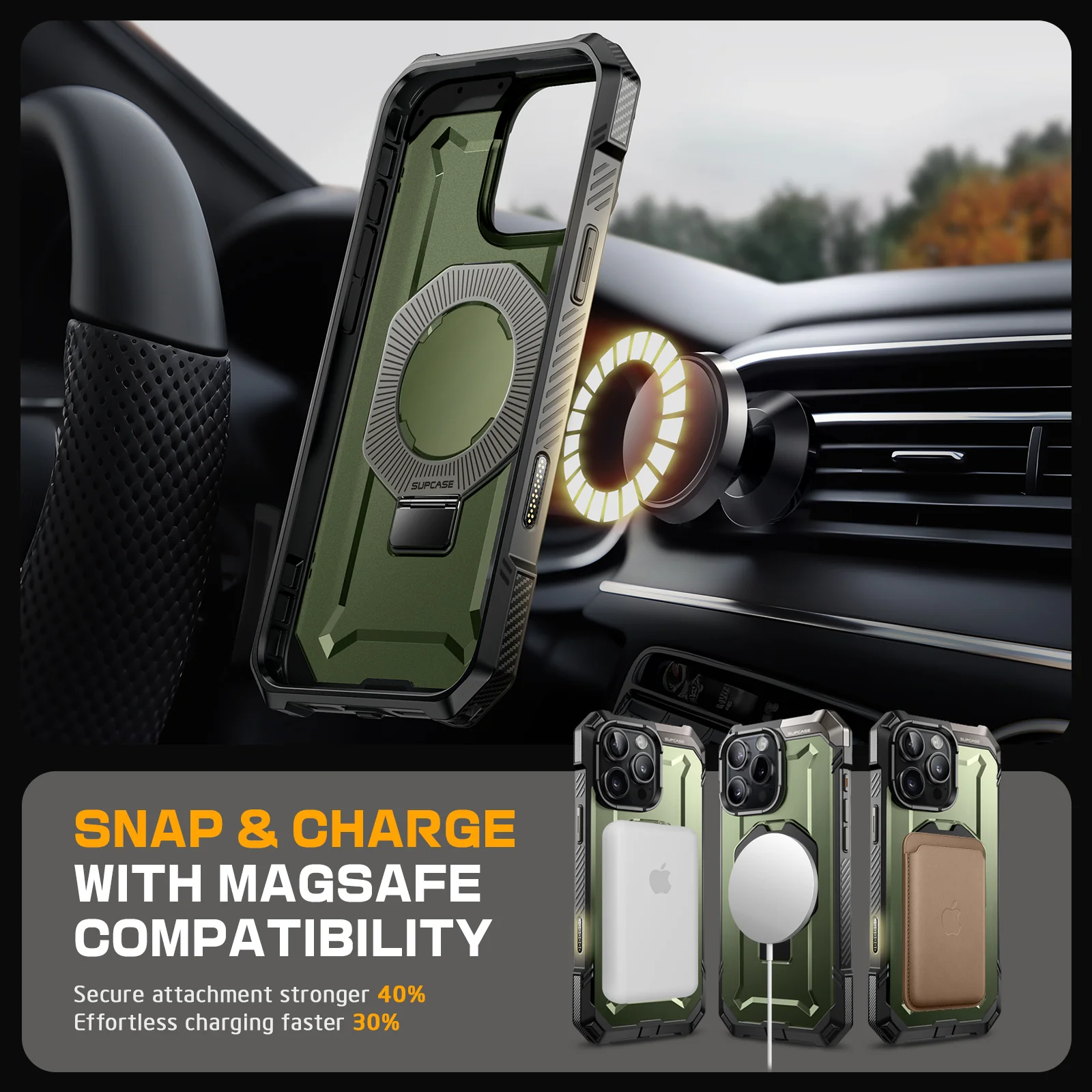 iPhone 16 Pro 6.3 inch UB Grip MagSafe Camera Control Button Phone Case-Dark Green - Image 8
