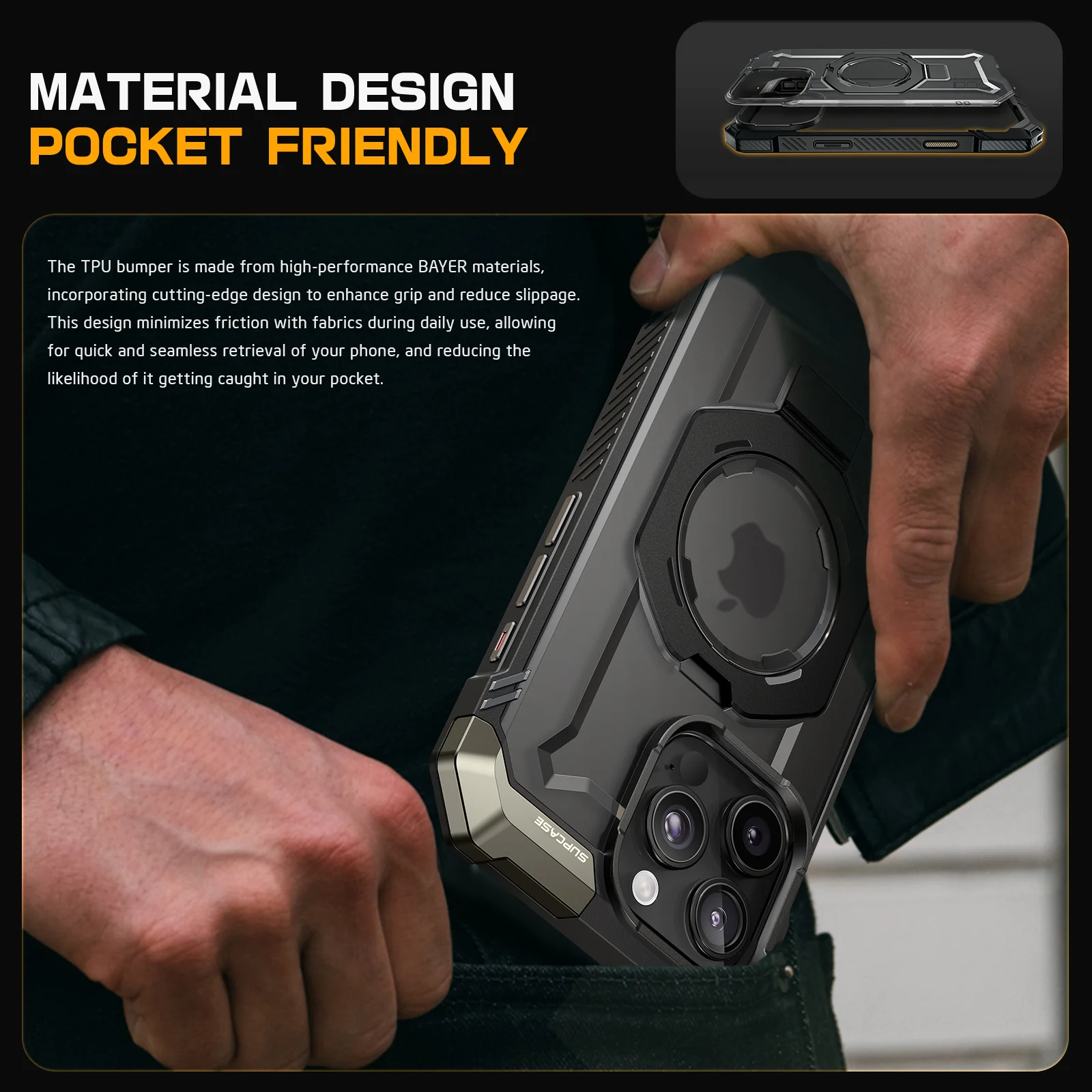 iPhone 16 Pro 6.3 inch UB Grip MagSafe Camera Control Button Phone Case-Black - Image 8