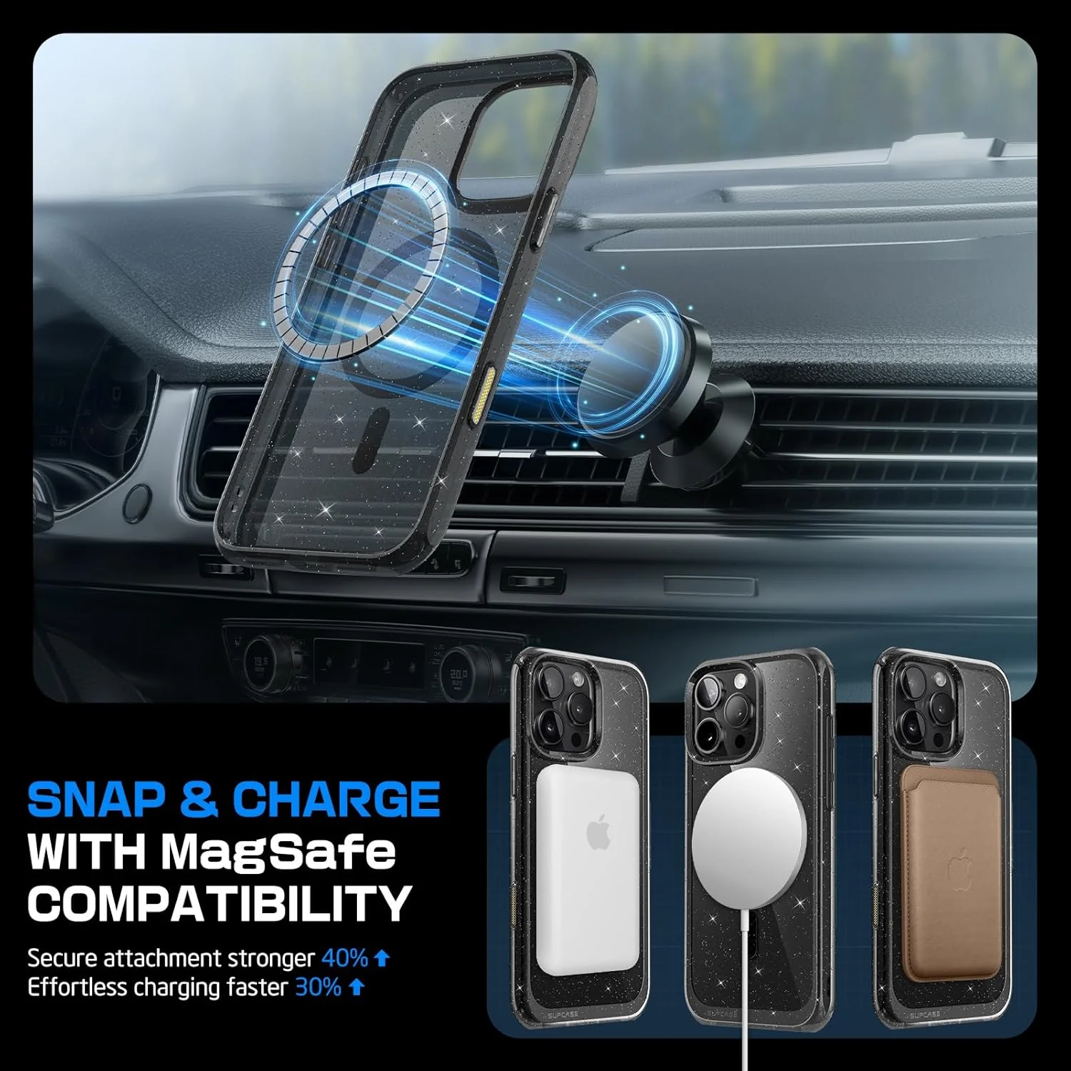 iPhone 16 Pro 6.3 inch Unicorn Beetle MAG Slim Clear MagSafe Camera Control Button Case-Glitter Black - Image 7