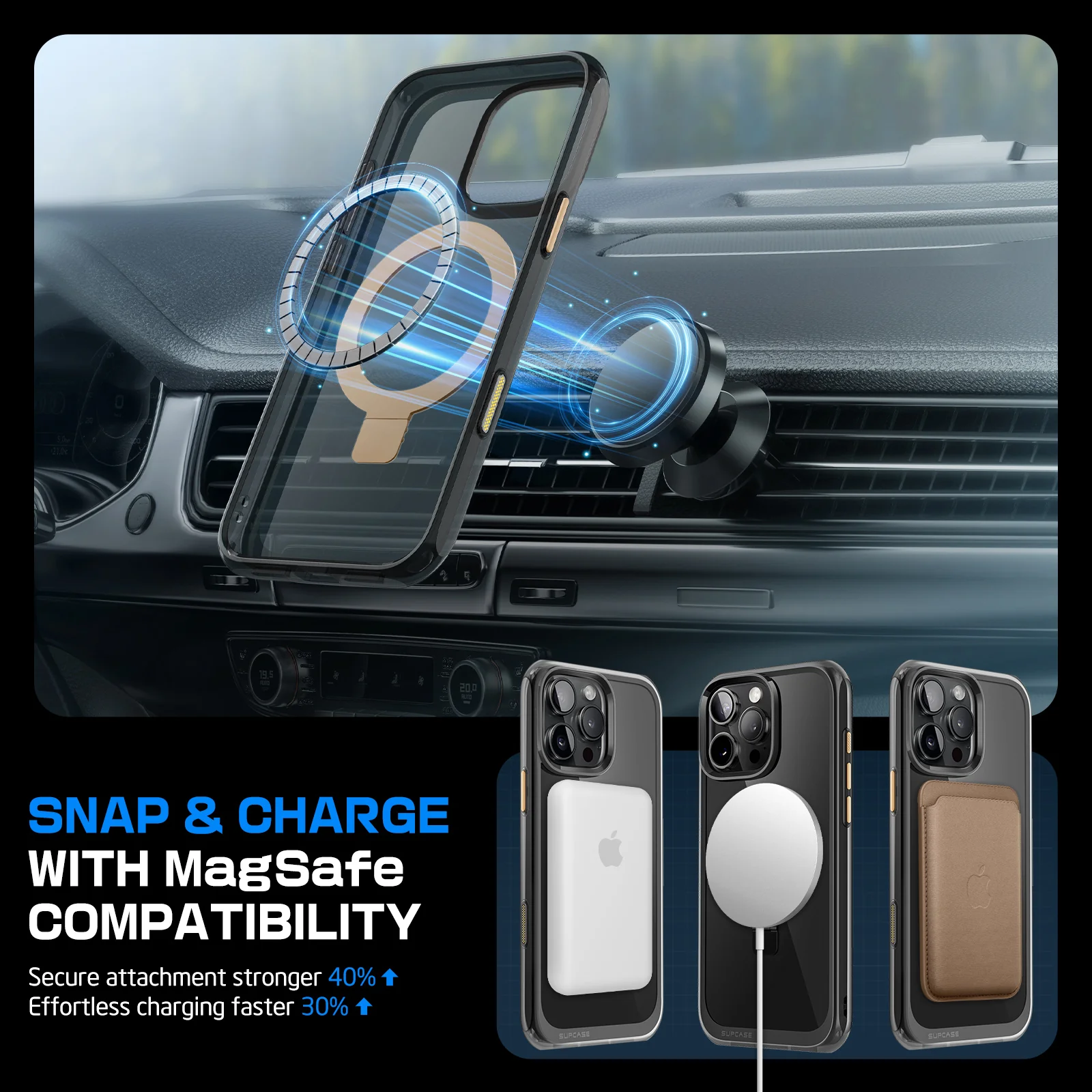 iPhone 16 Pro 6.3 inch Unicorn Beetle MAG Stand Slim Clear MagSafe Camera Control Button Case-Gold - Image 7