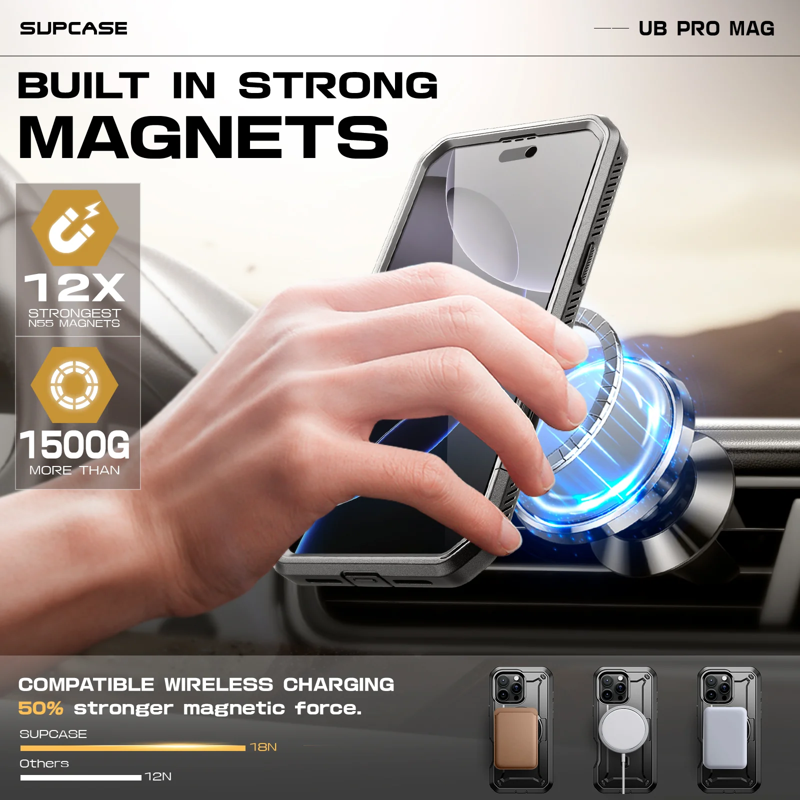 iPhone 16 Pro 6.3 inch Unicorn Beetle PRO MAG Rugged MagSafe Case(open box)-Gun Metal - Image 9