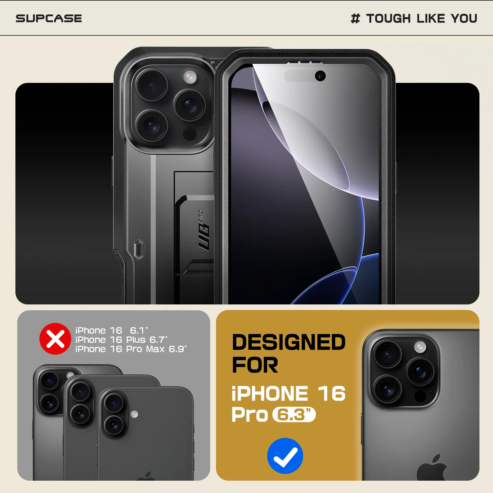 iPhone 16 Pro 6.3 inch Unicorn Beetle Pro Rugged Case(open box)-Black - Image 9