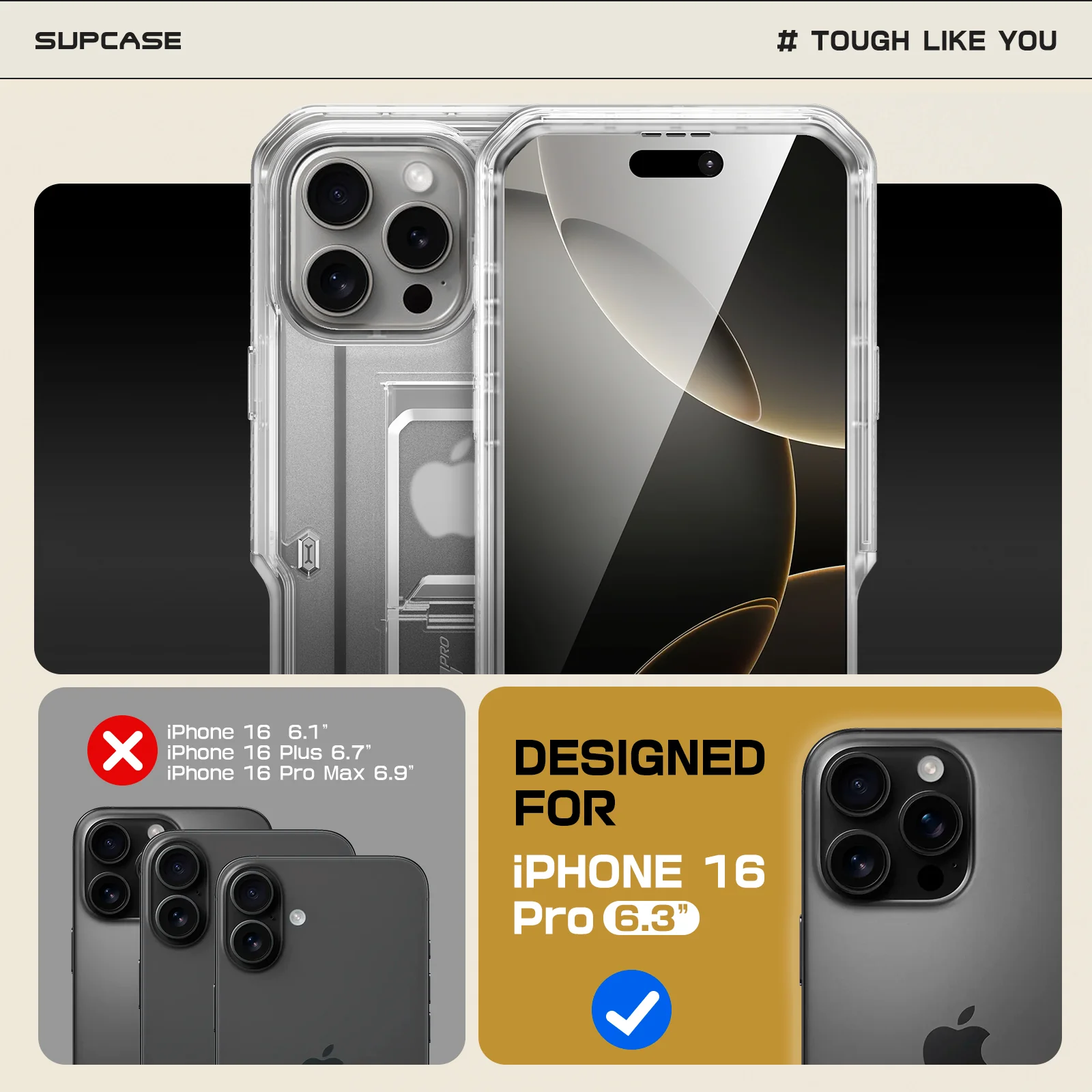 iPhone 16 Pro 6.3 inch Unicorn Beetle Pro Rugged Case(open box)-Clear - Image 9