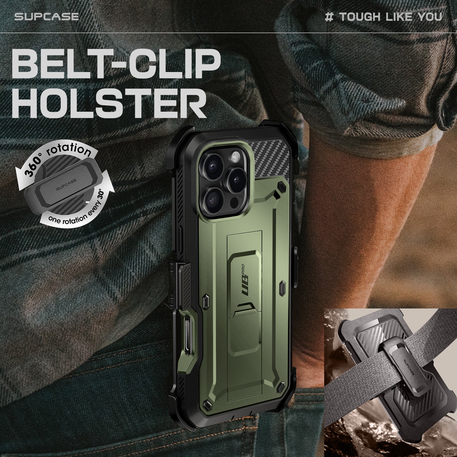 iPhone 16 Pro 6.3 inch Unicorn Beetle Pro Rugged Case(open box)-Dark Green - Image 6