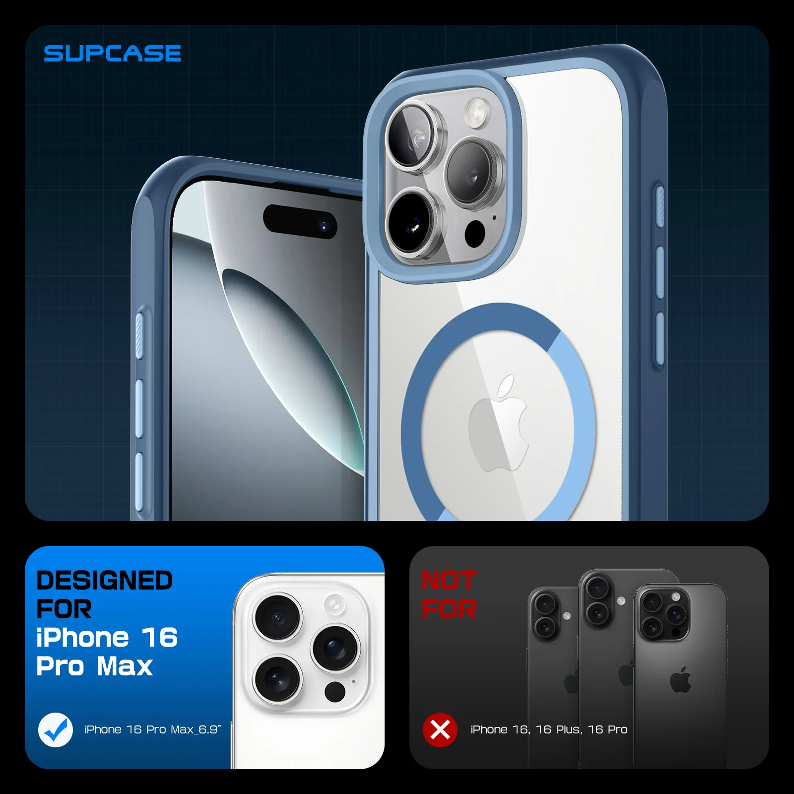iPhone 16 Pro Max 6.9 inch Unicorn Beetle MAG Slim Clear MagSafe Camera Control Button Case-Blue - Image 3