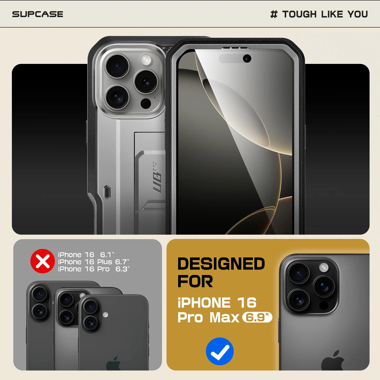 iPhone 16 Pro Max 6.9 inch Unicorn Beetle PRO Rugged Case-Titan Gray - Image 9