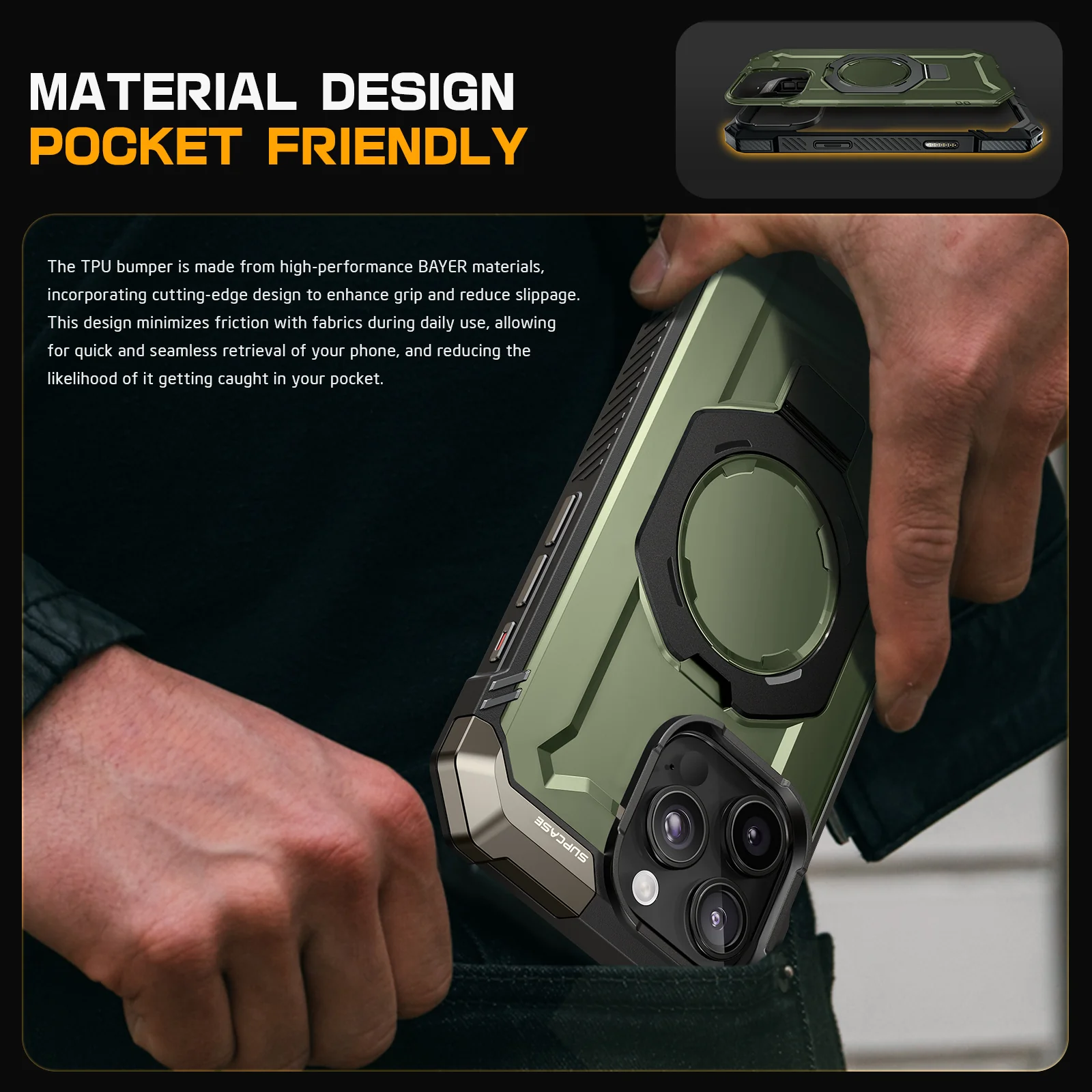 iPhone 16 Pro Max 6.9 inch UB Grip MagSafe Camera Control Button Phone Case-Dark Green - Image 10