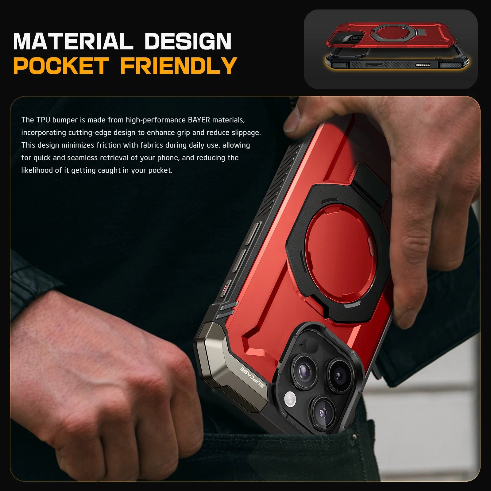 iPhone 16 Pro Max 6.9 inch UB Grip MagSafe Camera Control Button Phone Case-Metallic Red - Image 11