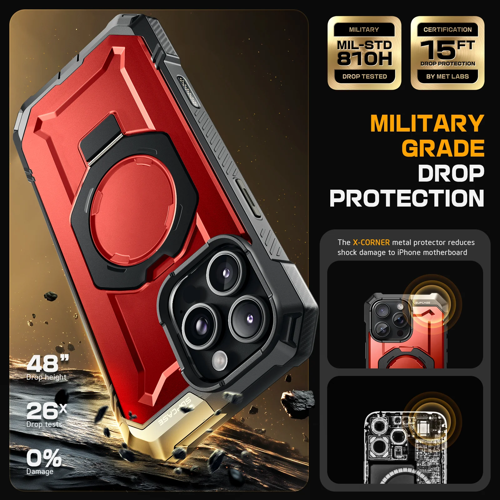 iPhone 16 Pro Max 6.9 inch UB Grip MagSafe Camera Control Button Phone Case-Metallic Red - Image 7