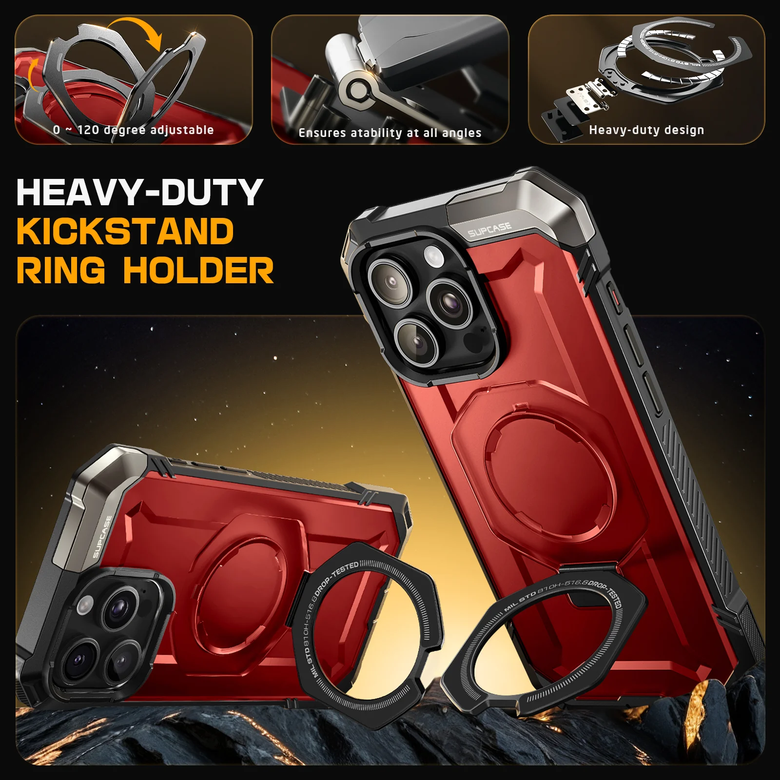 iPhone 16 Pro Max 6.9 inch UB Grip MagSafe Camera Control Button Phone Case-Metallic Red - Image 8