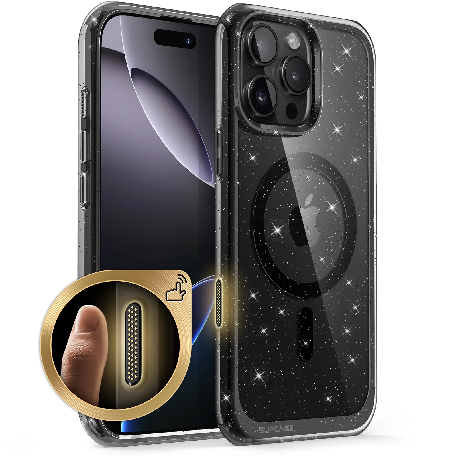 iPhone 16 Pro Max 6.9 inch Unicorn Beetle MAG Slim Clear MagSafe Camera Control Button Case-Glitter Black - Image 2