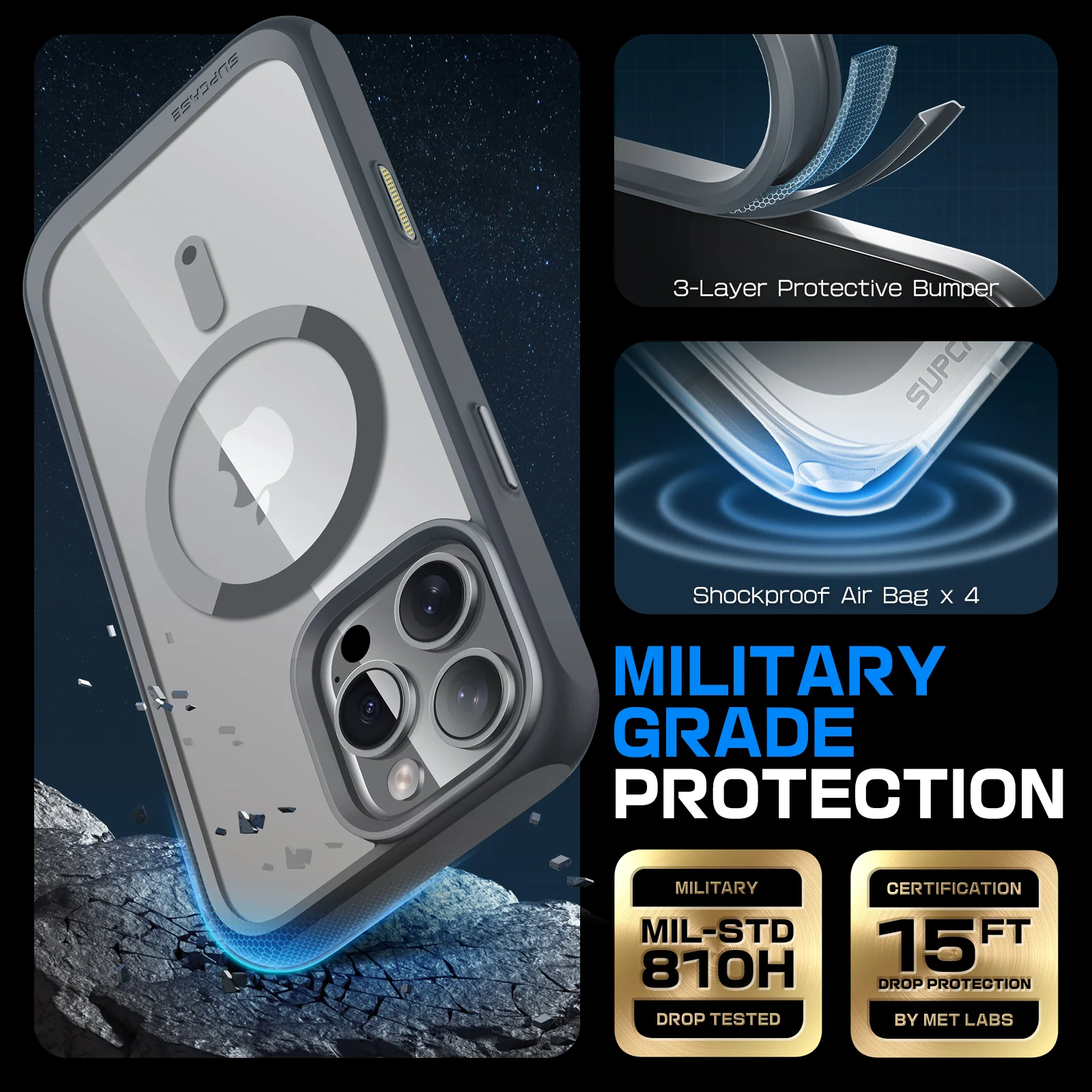 iPhone 16 Pro Max 6.9 inch Unicorn Beetle MAG Slim Clear MagSafe Camera Control Button Case-Gray - Image 6