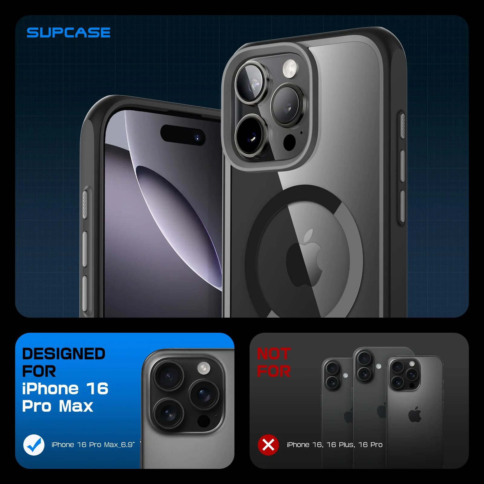 iPhone 16 Pro Max 6.9 inch Unicorn Beetle MAG Slim Clear MagSafe Camera Control Button Case-Black - Image 3