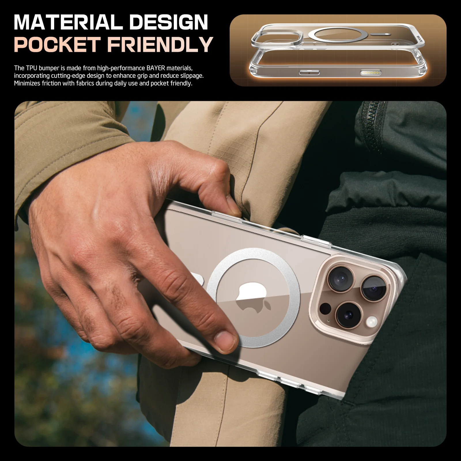 iPhone 16 Pro Max 6.9 inch Unicorn Beetle MAG Slim Clear MagSafe Camera Control Button Case-Clear - Image 8