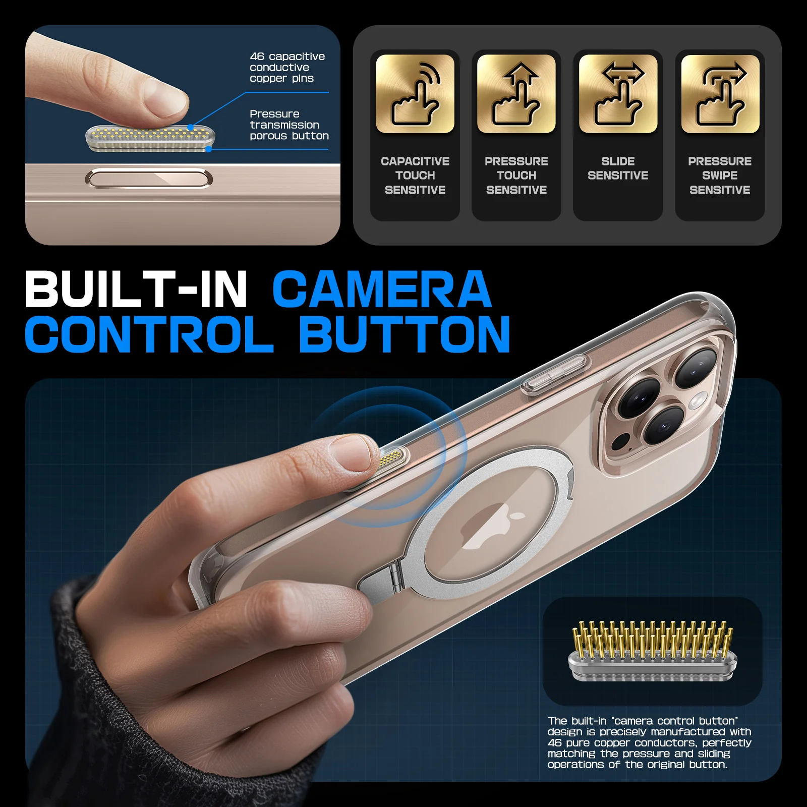 iPhone 16 Pro Max 6.9 inch Unicorn Beetle MAG Stand Slim Clear MagSafe Camera Control Button Case-Clear - Image 5