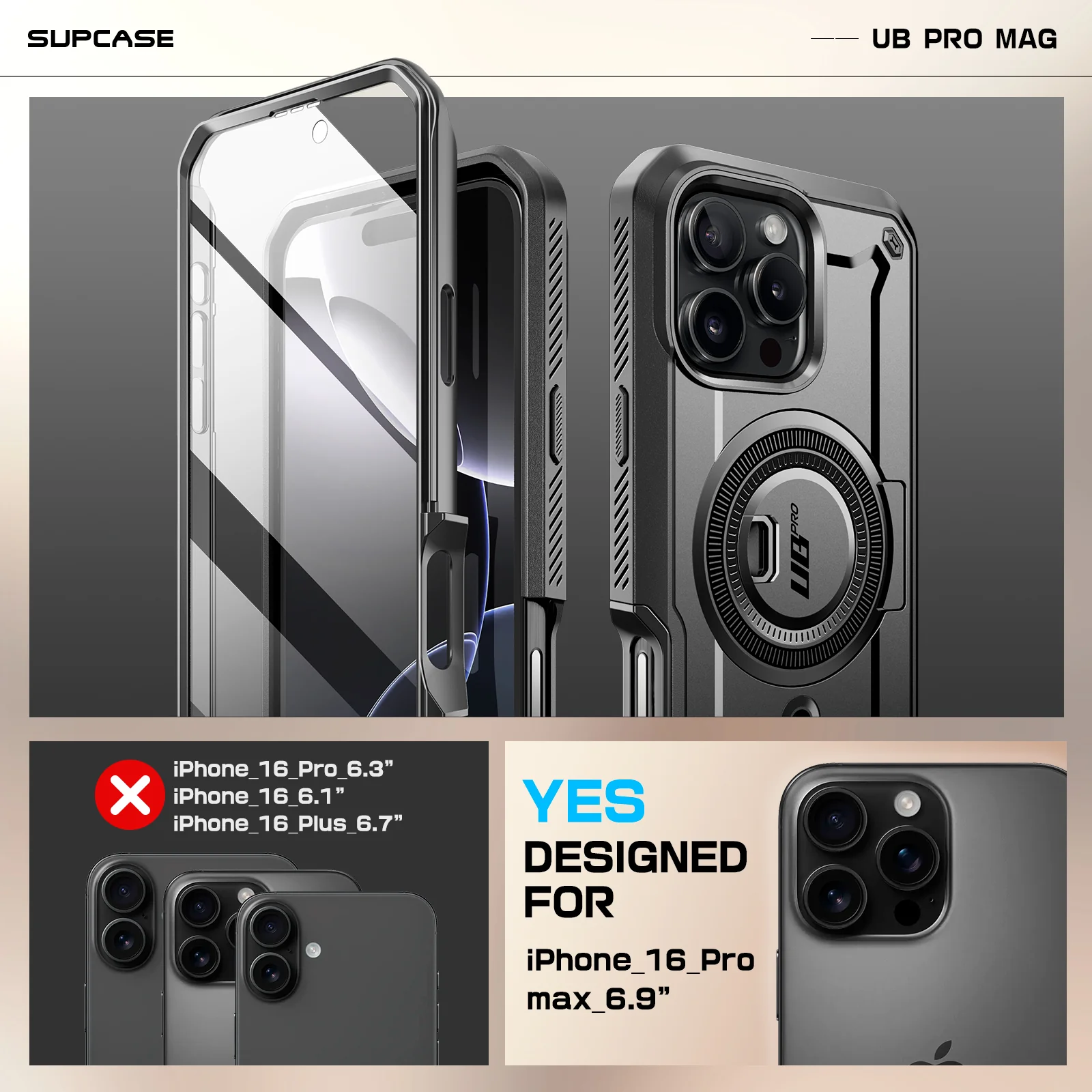 iPhone 16 Pro Max 6.9 inch Unicorn Beetle PRO MAG Rugged MagSafe Case-Gun Metal - Image 12