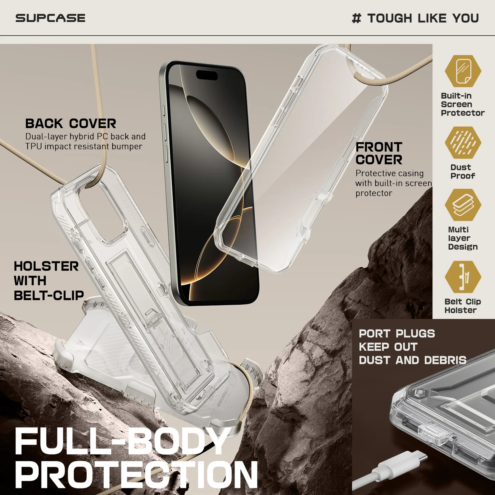 iPhone 16 Pro Max 6.9 inch Unicorn Beetle PRO Rugged Case-Clear - Image 5