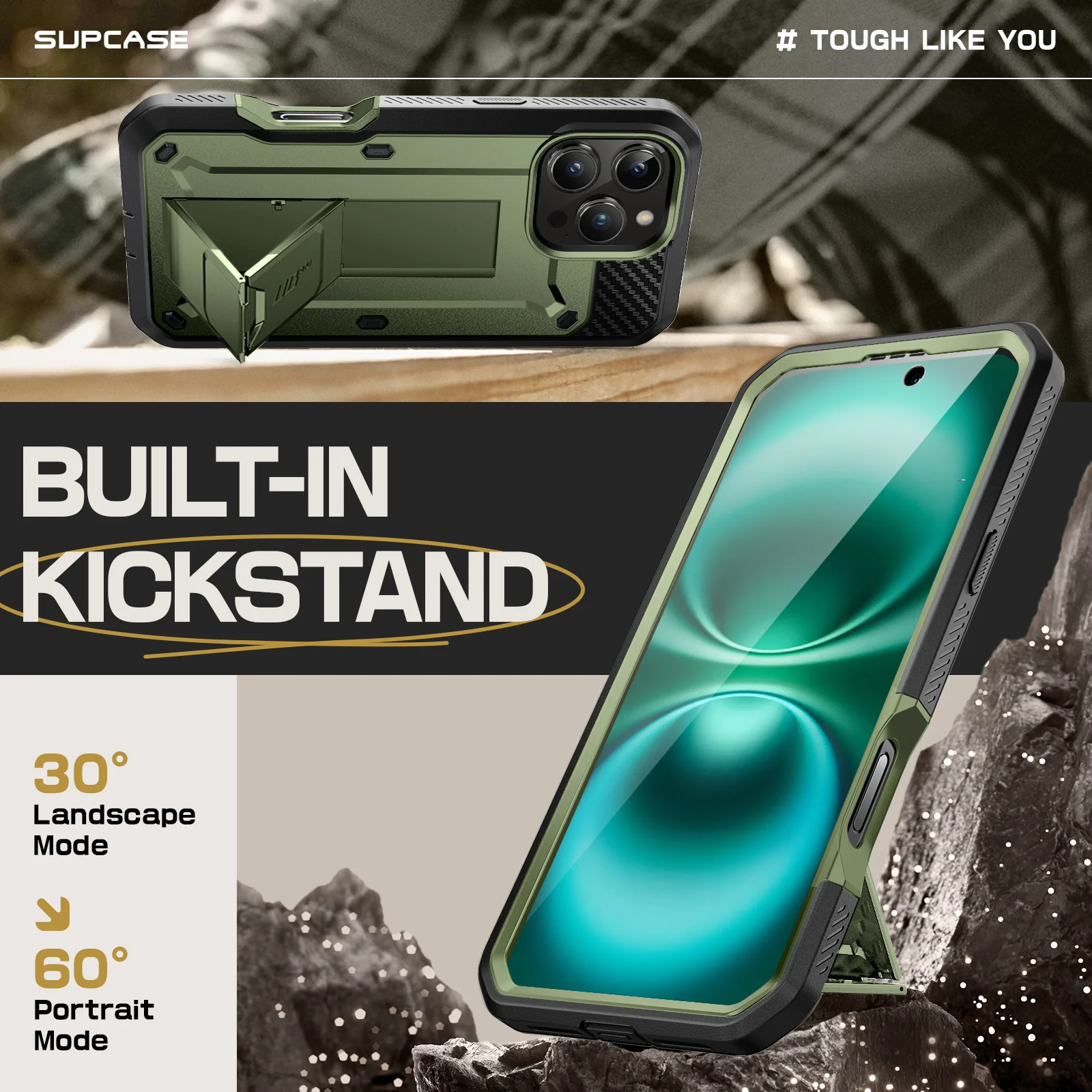 iPhone 16 Pro Max 6.9 inch Unicorn Beetle PRO Rugged Case-Dark Green - Image 4
