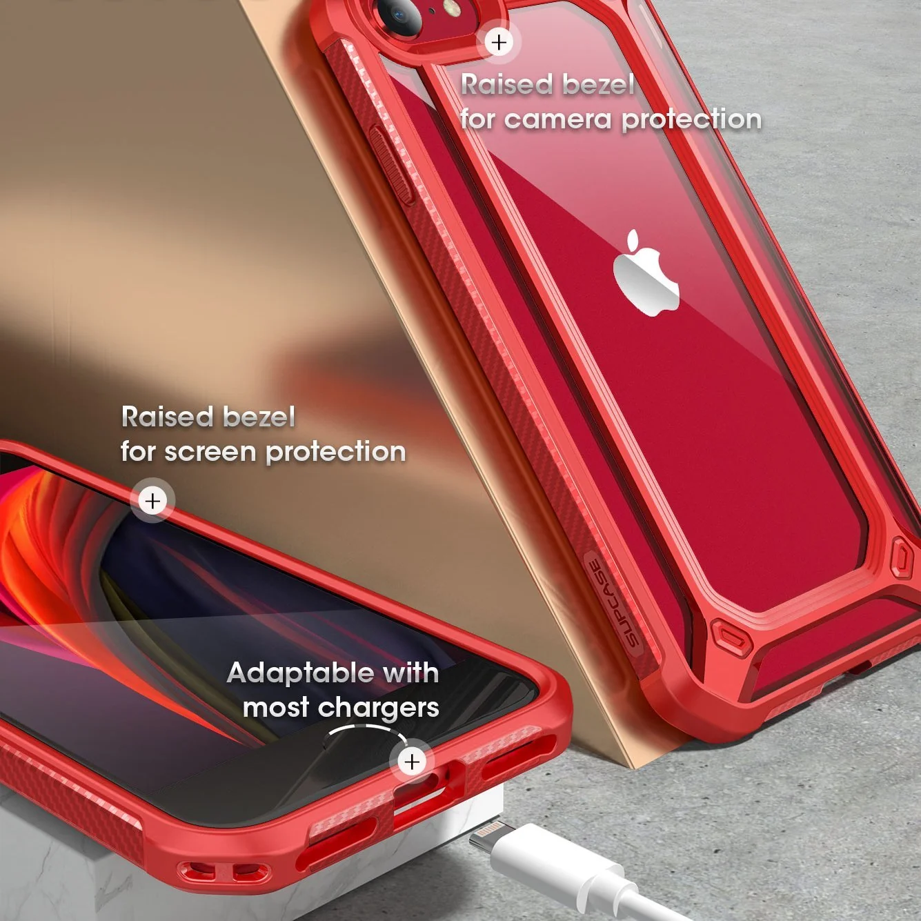 iPhone 7 / 8 Unicorn Beetle Exo Clear Case-Red - Image 4
