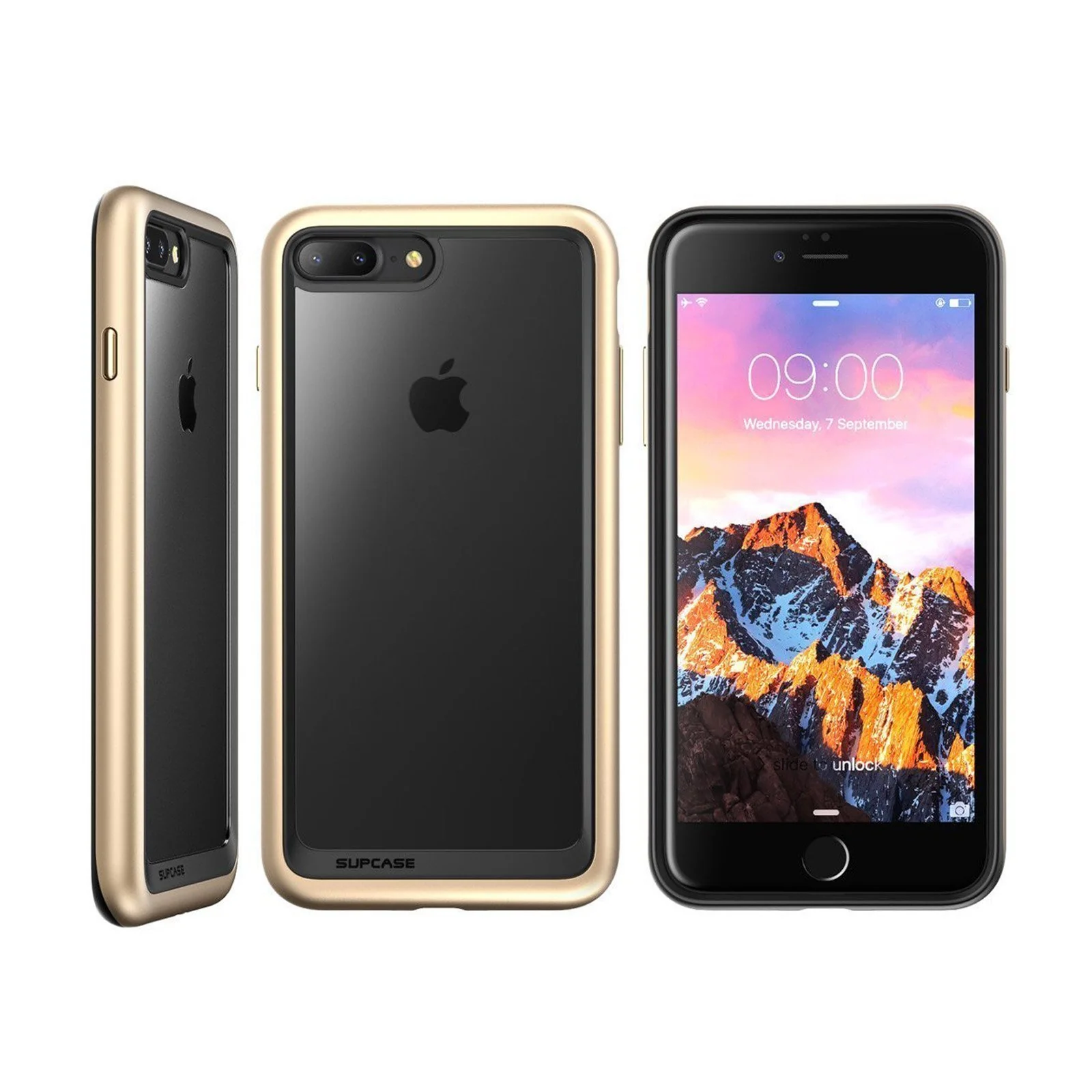 iPhone 8 Plus Unicorn Beetle Style Slim Clear Case-Gold - Image 4