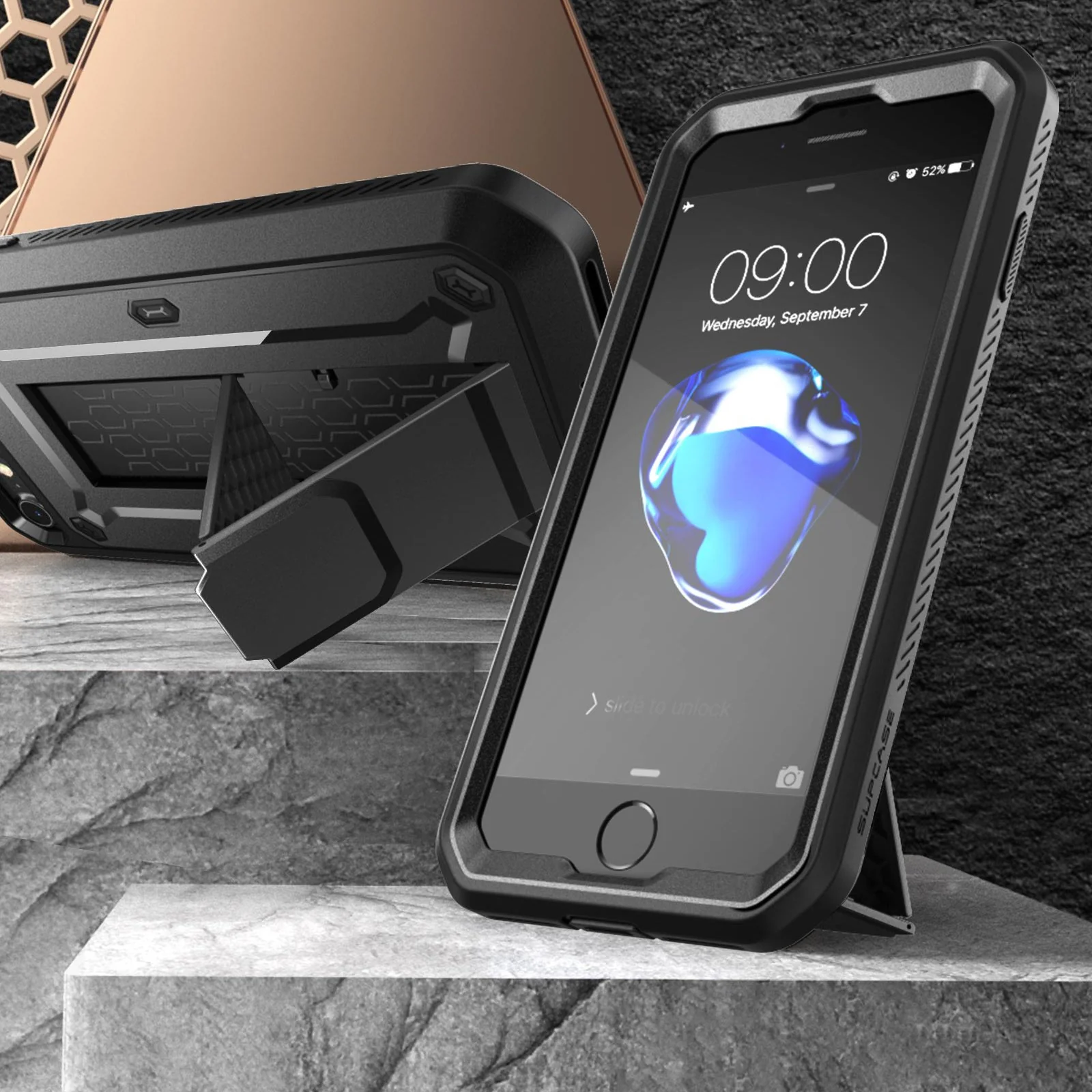 iPhone SE Unicorn Beetle Pro Full-Body Case with Kickstand-Black - Image 6