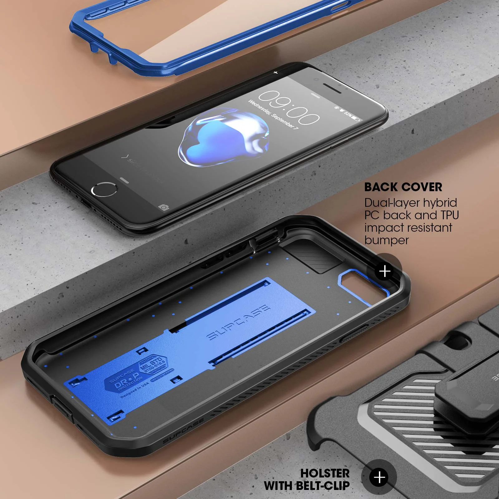iPhone SE Unicorn Beetle Pro Full-Body Case with Kickstand-Dark Blue - Image 5