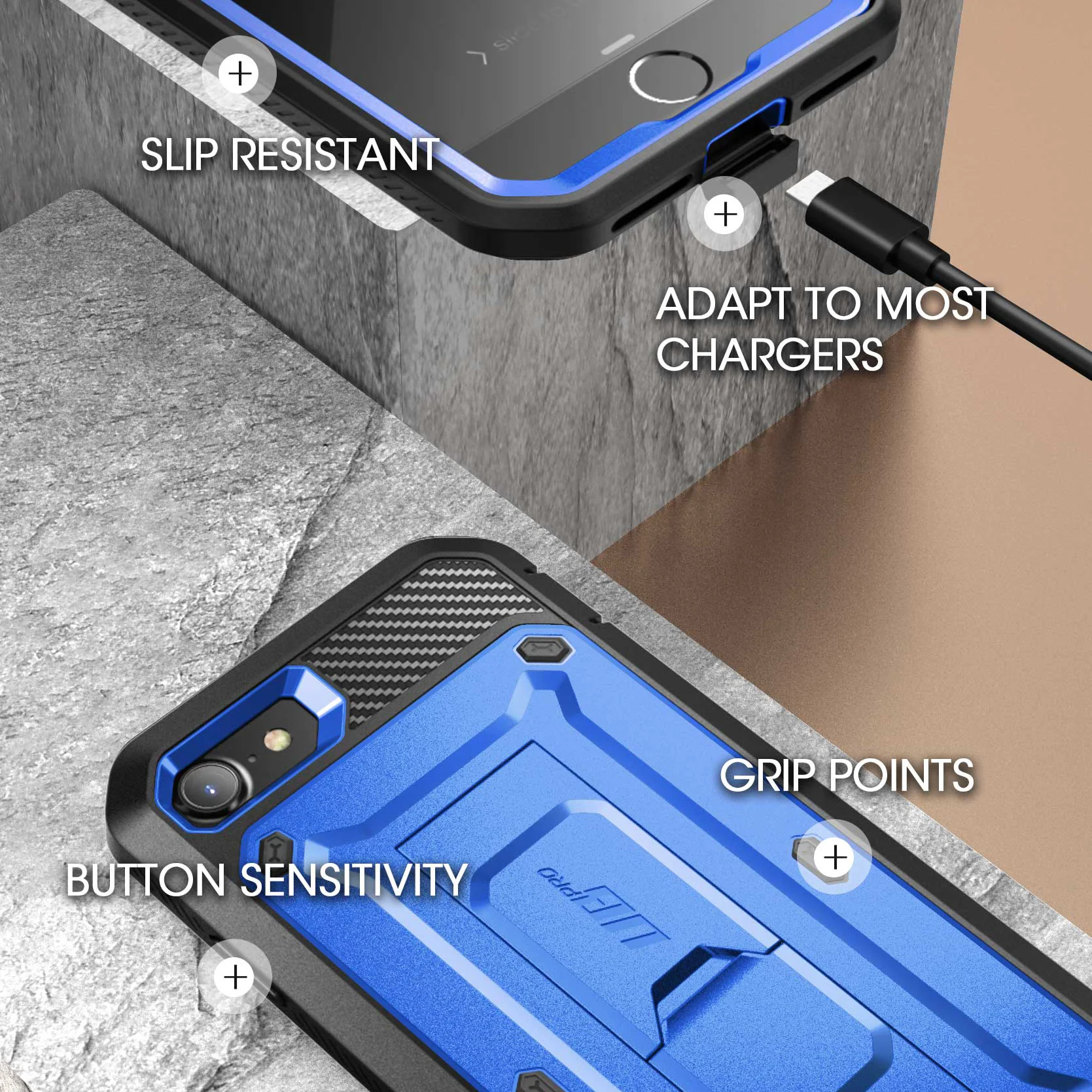 iPhone SE Unicorn Beetle Pro Full-Body Case with Kickstand-Dark Blue - Image 6