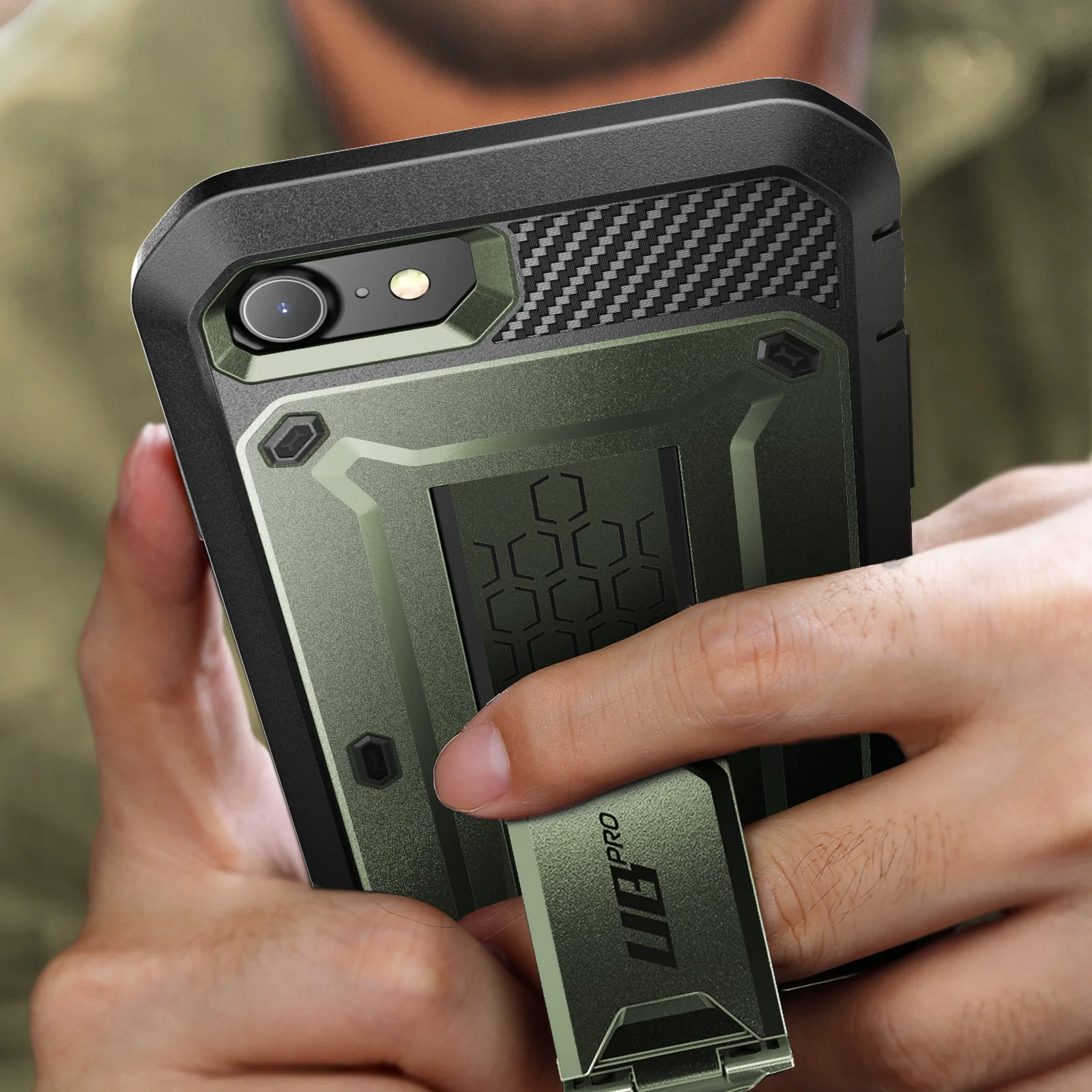 iPhone SE Unicorn Beetle Pro Full-Body Case with Kickstand-Dark Green - Image 7